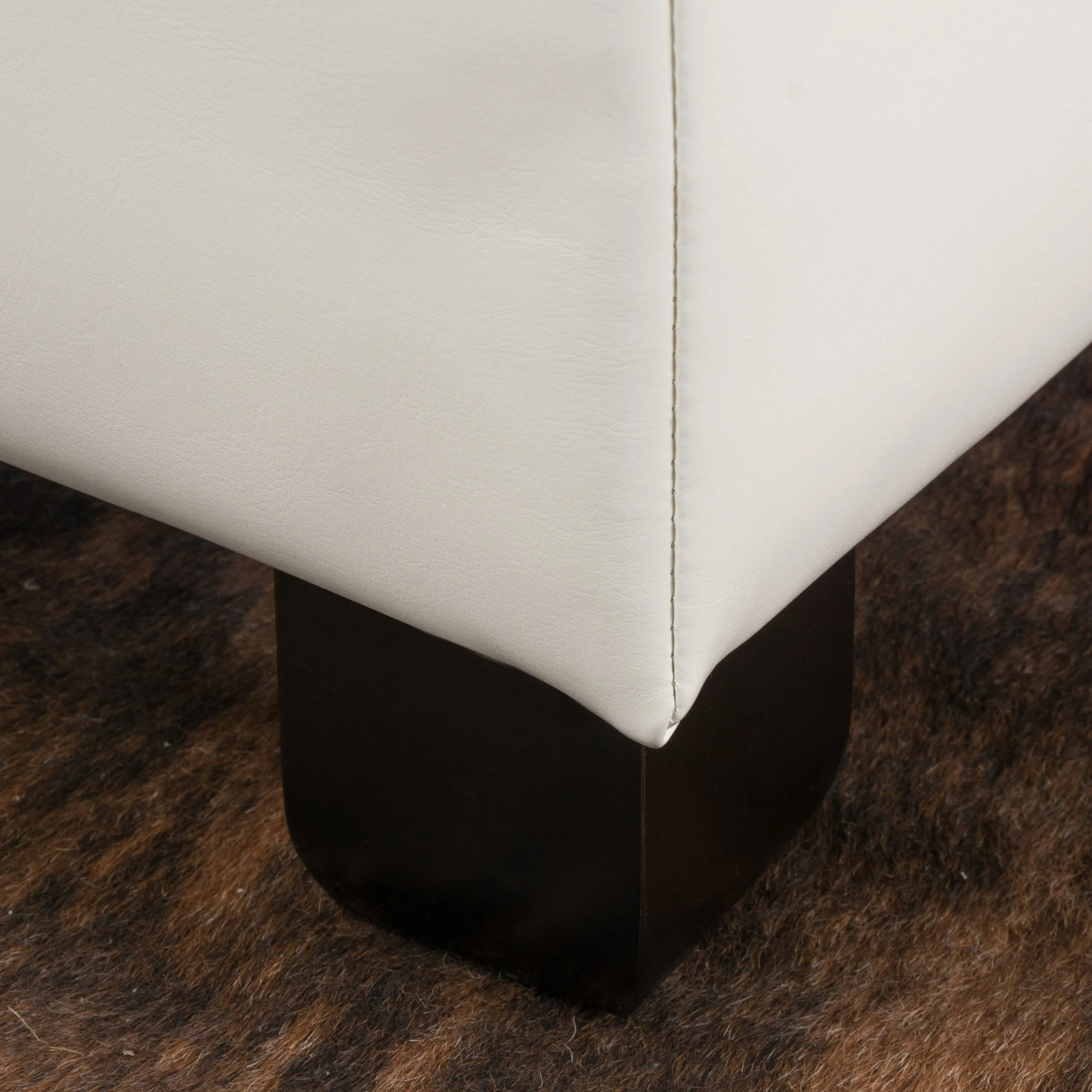 Kensington Leather Square Storage Ottoman Coffee Table - furnishings