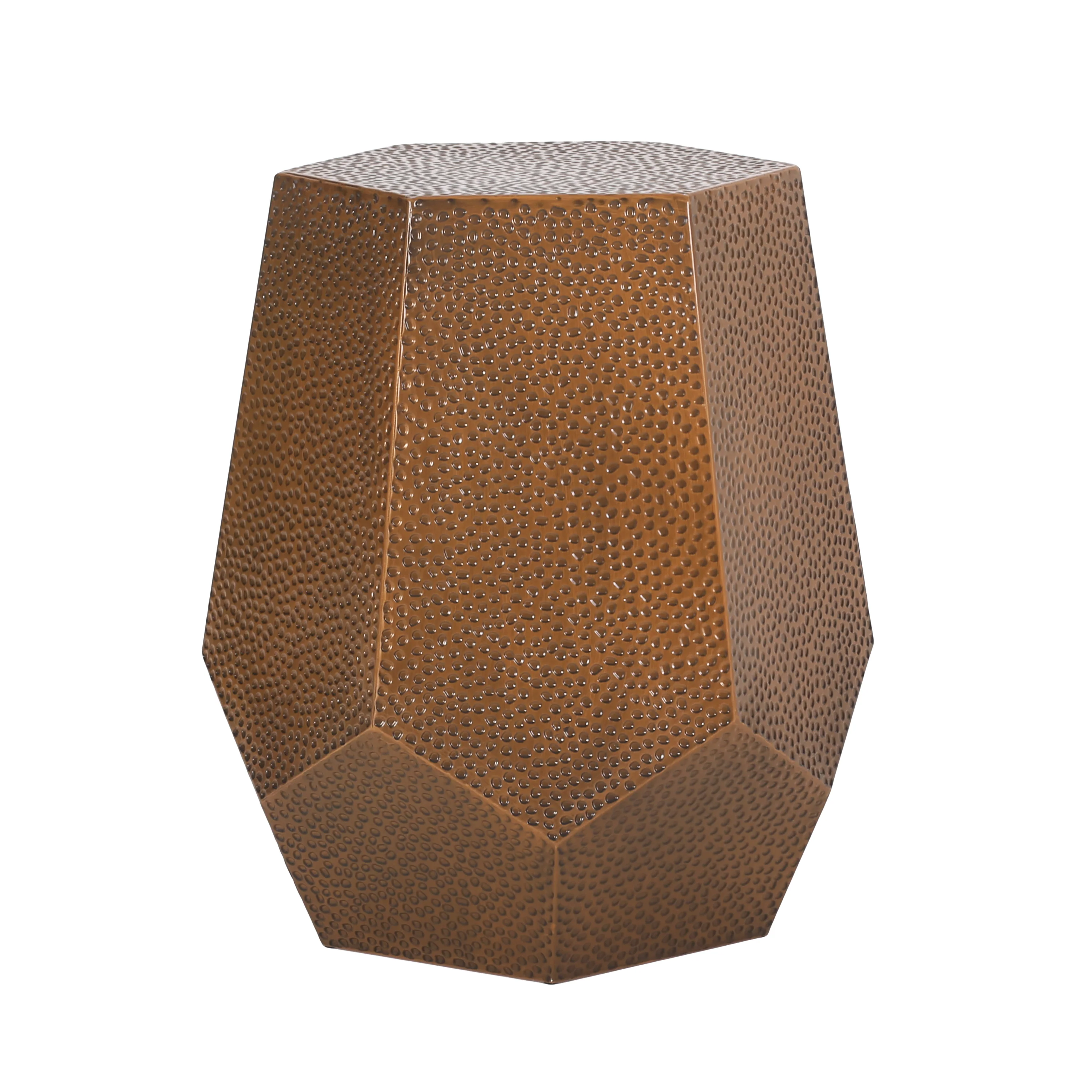 Spofford Modern Hammered Iron Geometric Side Table - furnishings