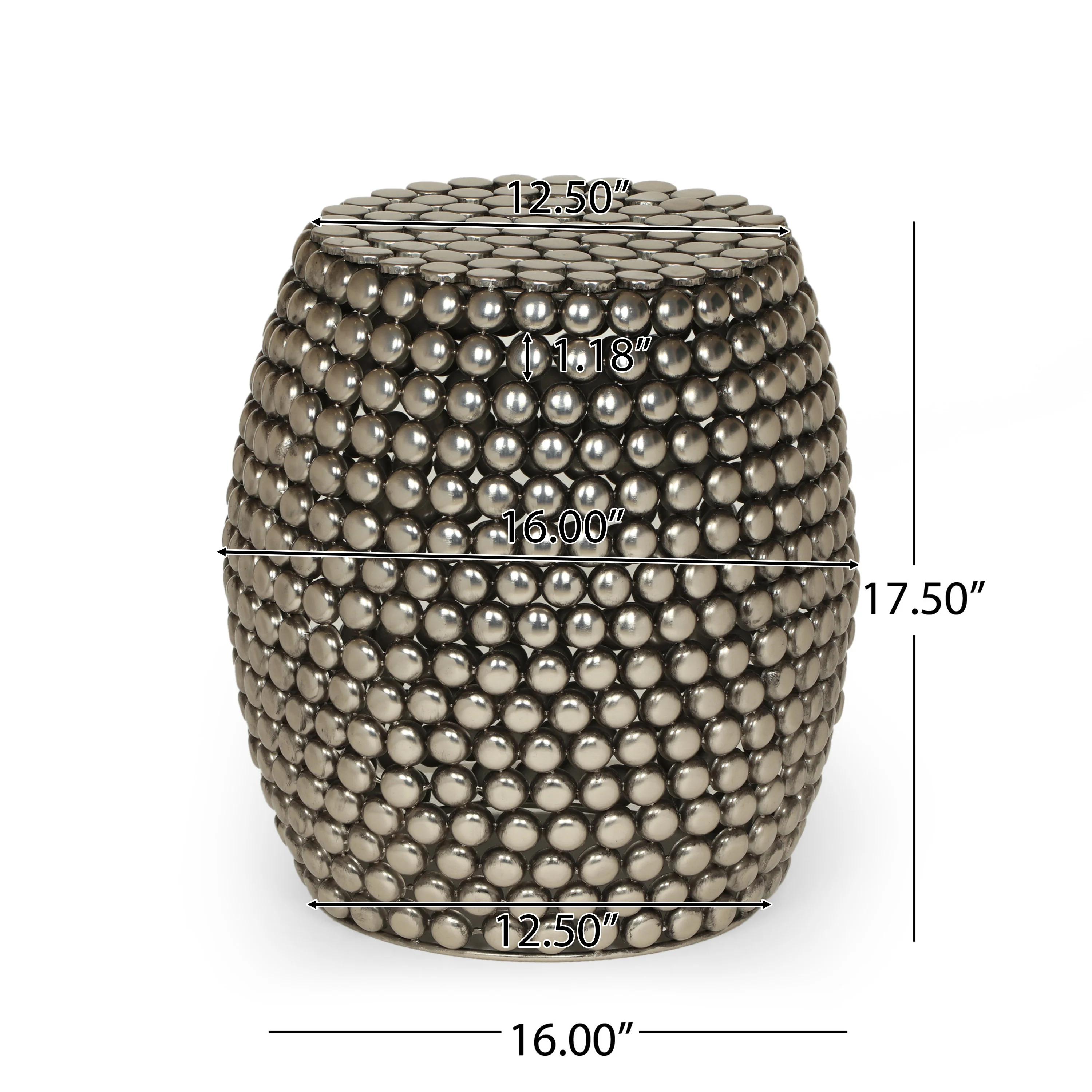 Brentyn Modern Textured Iron Accent Table, Nickel Antique - furnishings