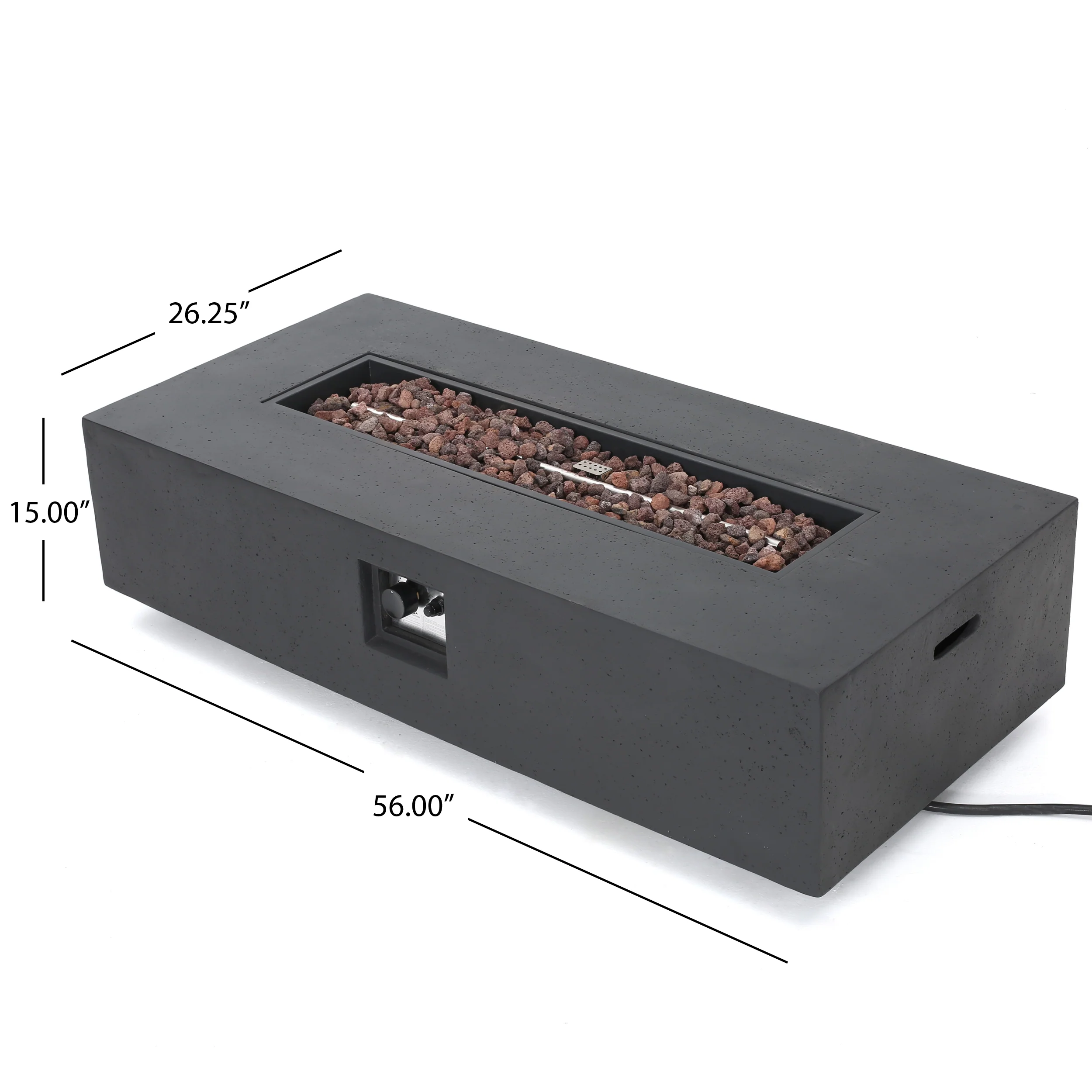 Hearth Outdoor 50,000 BTU Lightweight Concrete Rectangular Fire Pit (No Tank Holder) - furnishings