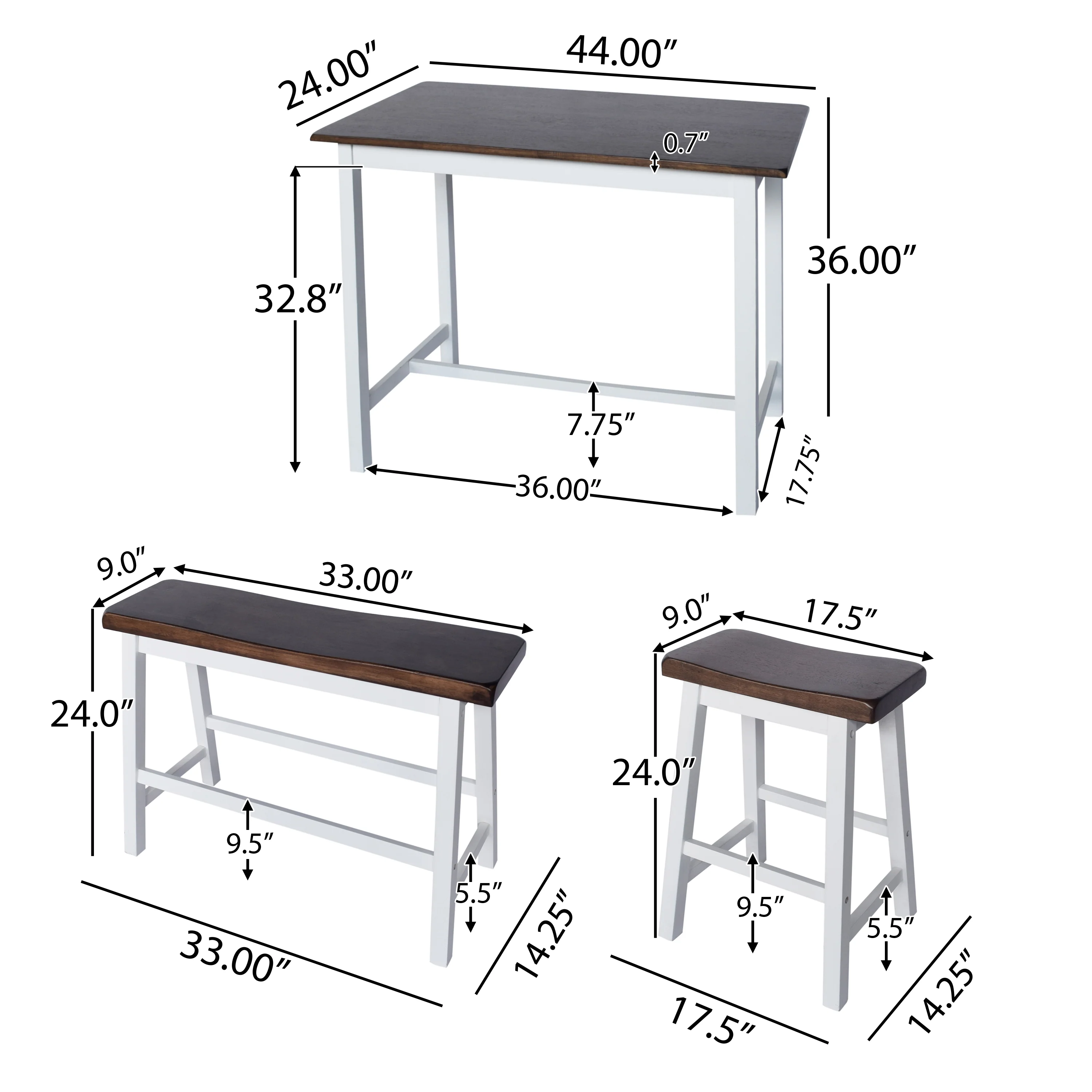 Toluca Farmhouse 4 Seater Bar Dining Set - furnishings
