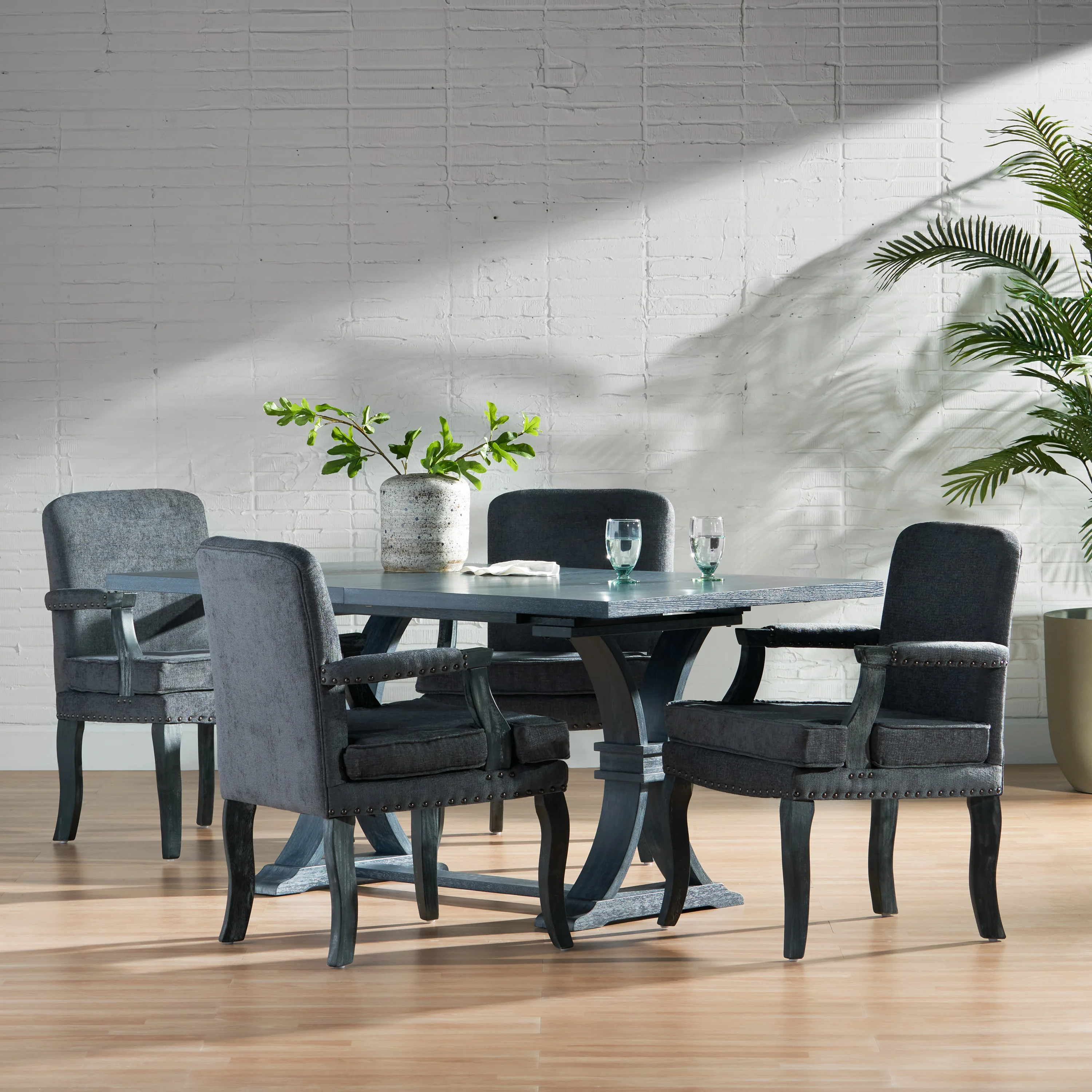 Tim French Country Dining Arm Chair with Nailhead Trim, Set of 4 - furnishings