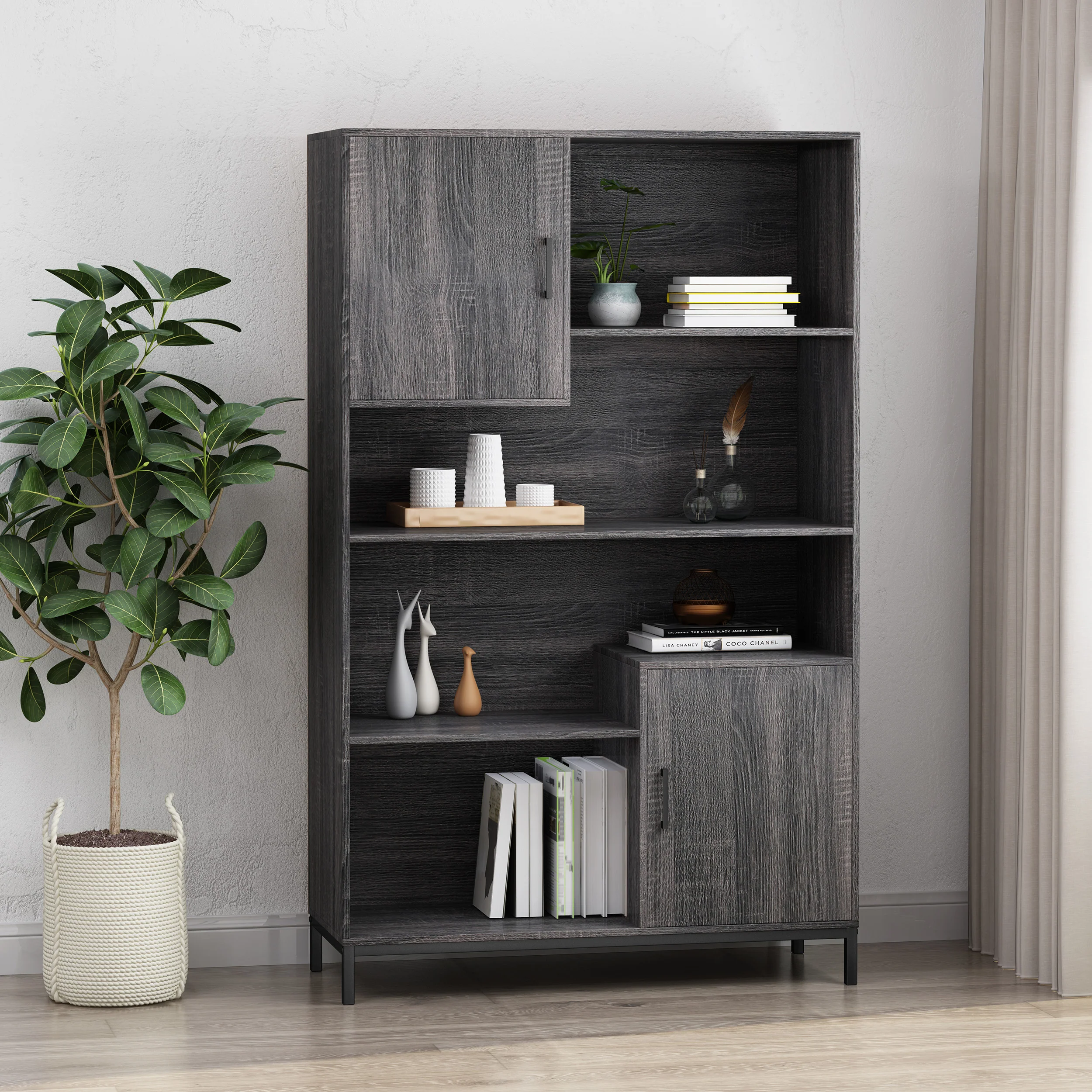 Joaquin Bookcase With Storage Cabinet - furnishings