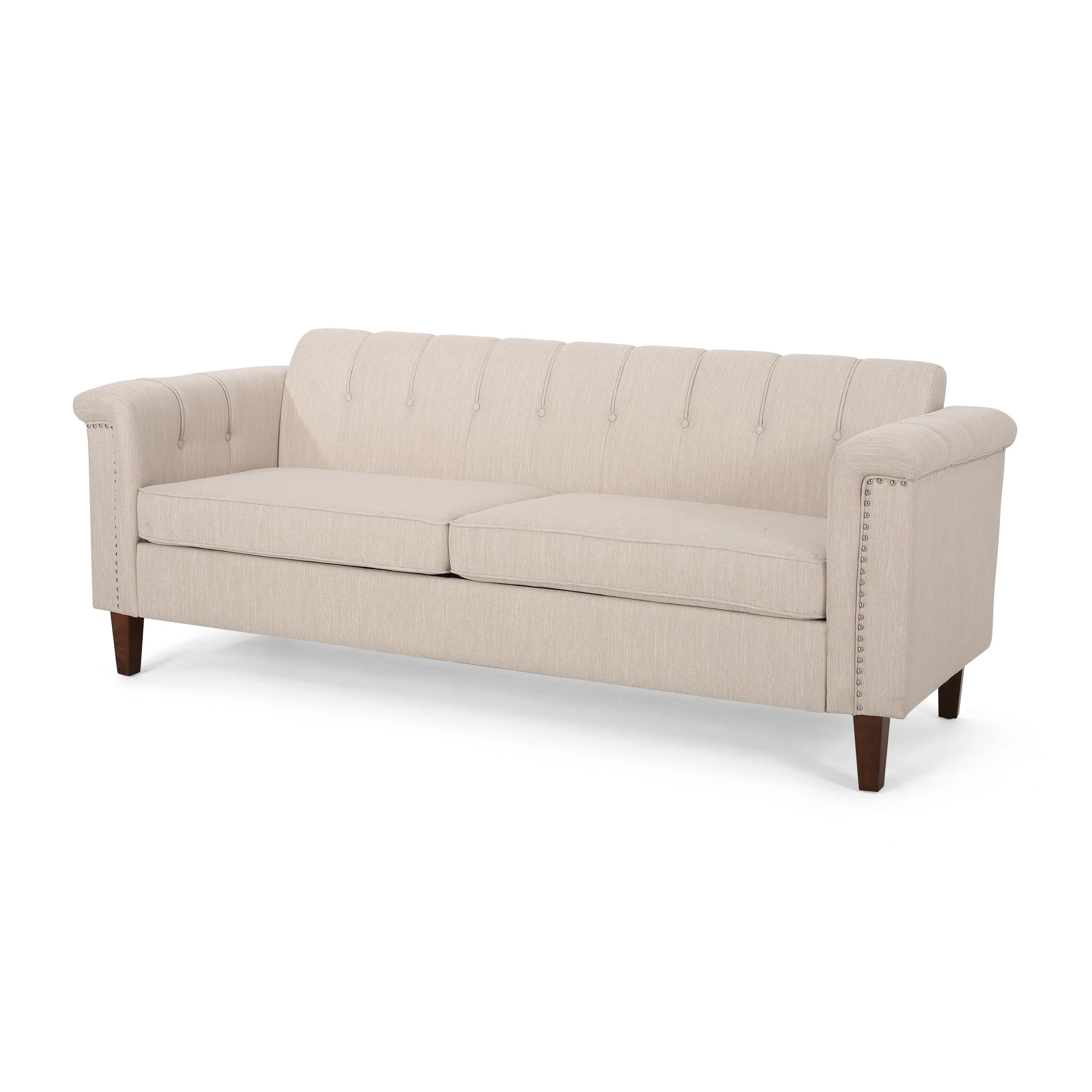 Shahmeer Contemporary Channel Stitch Fabric 3 Seater Sofa - furnishings