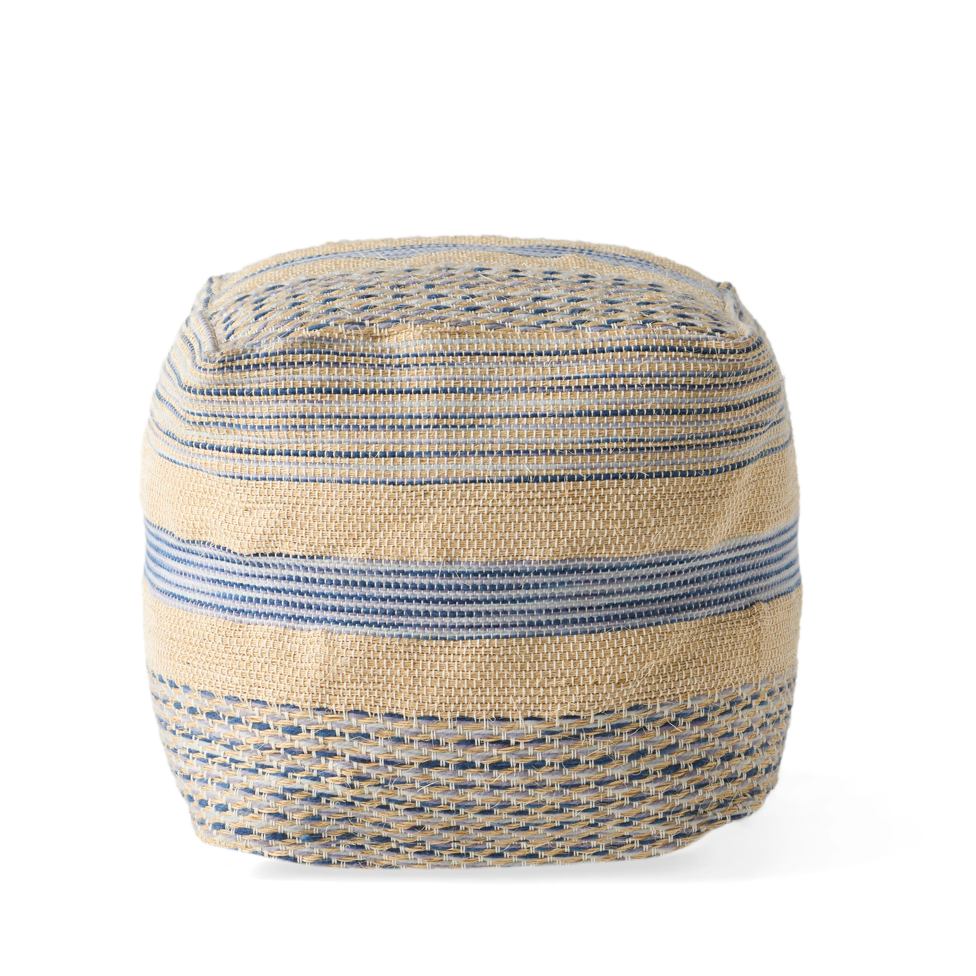 Lola Boho Handcrafted Fabric Cube Pouf - furnishings