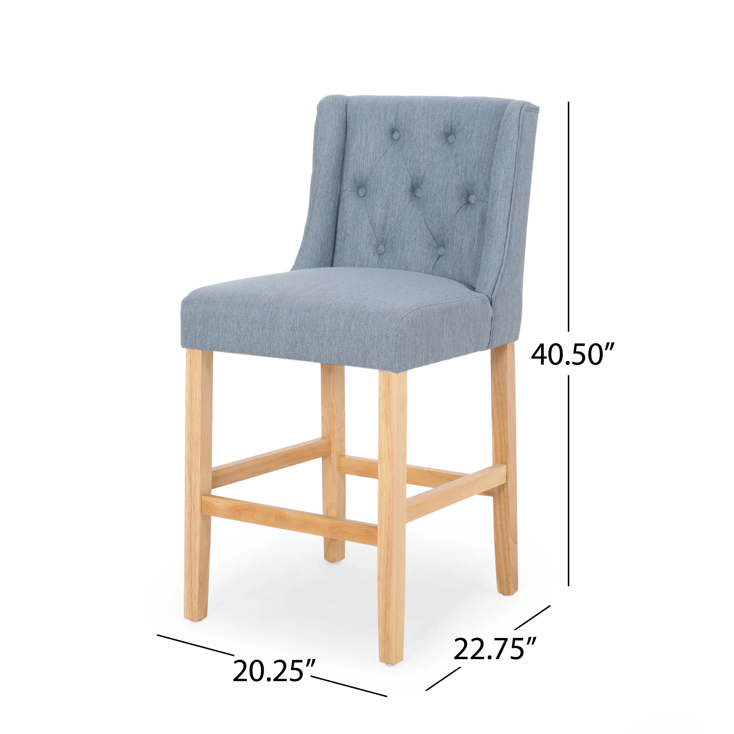 Willamina Button Tufted Fabric Wingback Counterstool (Set of 2) - furnishings