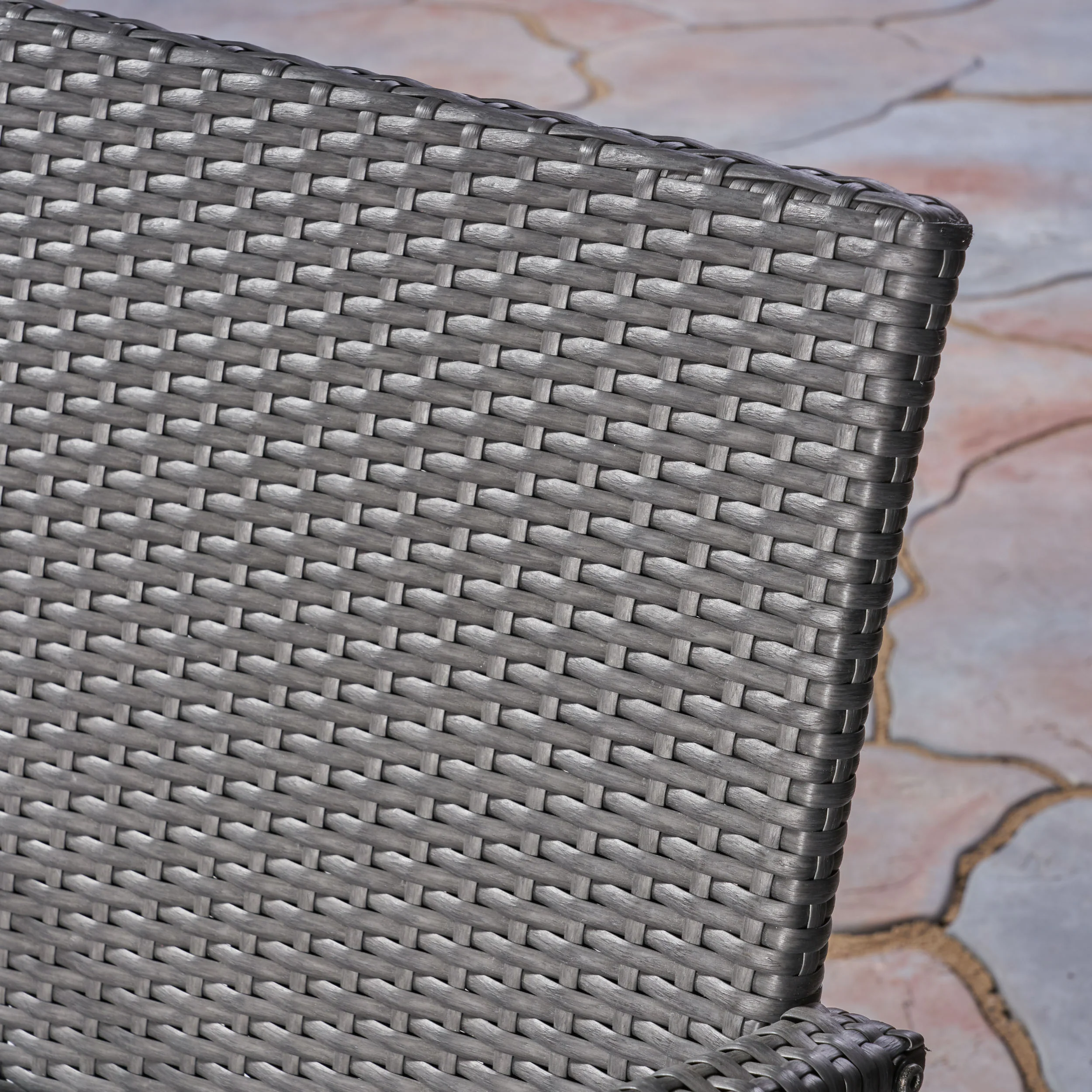 Dallas Outdoor 7 Piece Wood and Wicker Dining Set, Gray Finish and Gray - furnishings