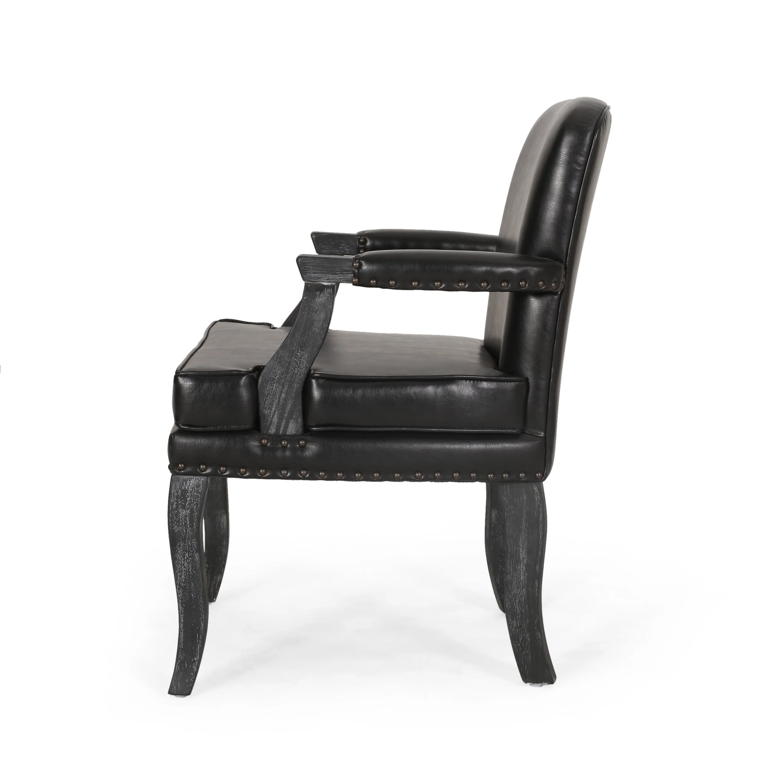 Tim French Country Upholstered Dining Arm Chair with Nailhead Trim - furnishings