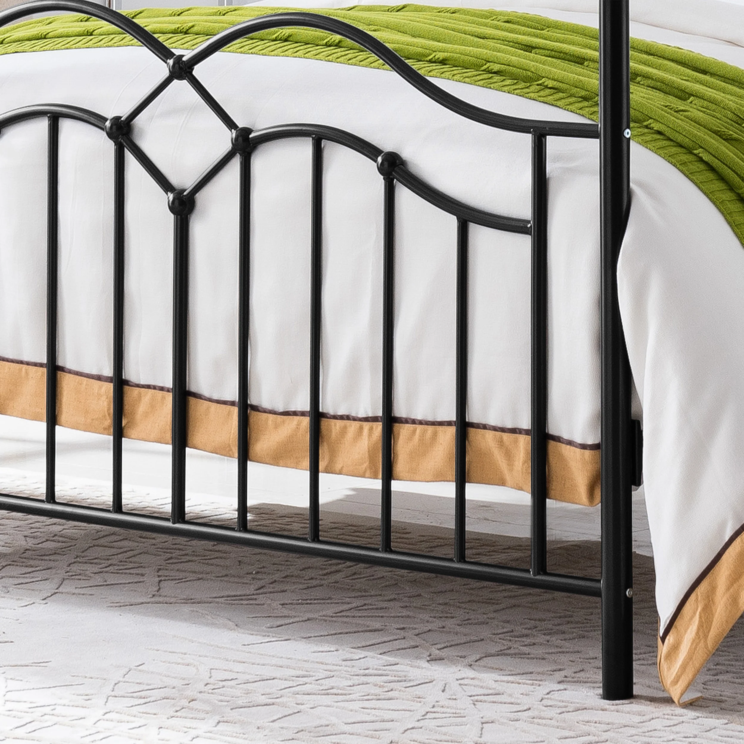 Simona Traditional Iron Canopy Queen Bed Frame - furnishings