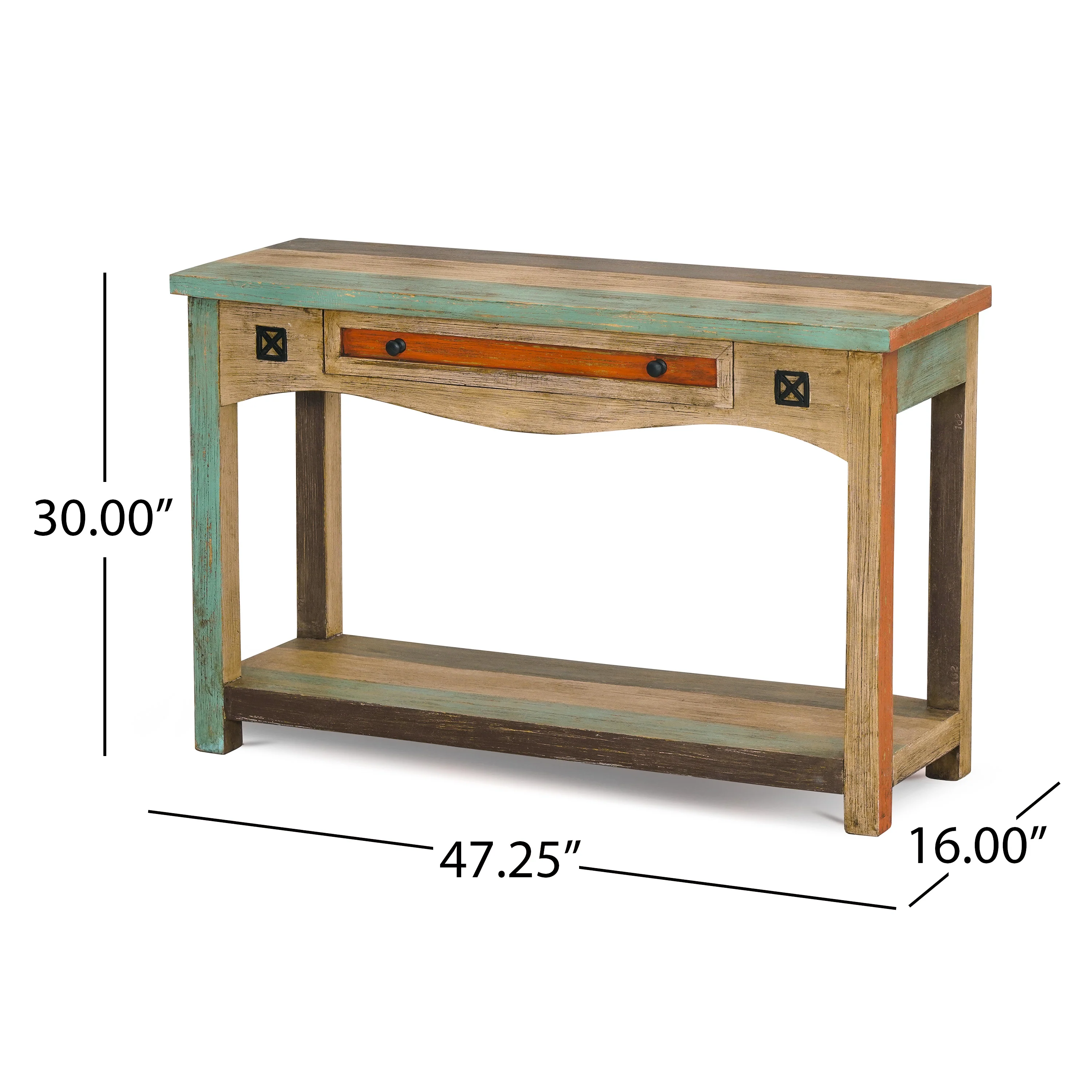 Tracey Handmade Distressed Mango Wood Console Table, Multicolored - furnishings