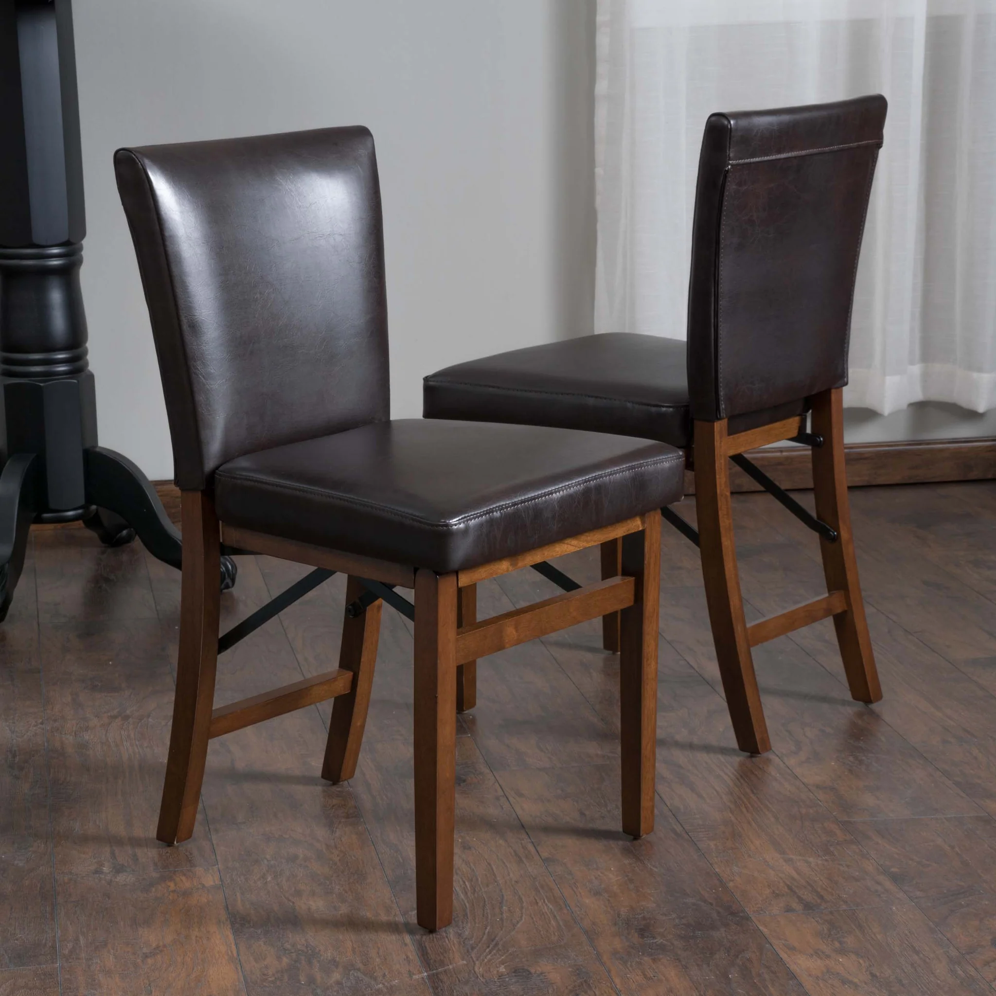 Rosalynn Brown Leather Folding Dining Chairs (Set of 2) - furnishings