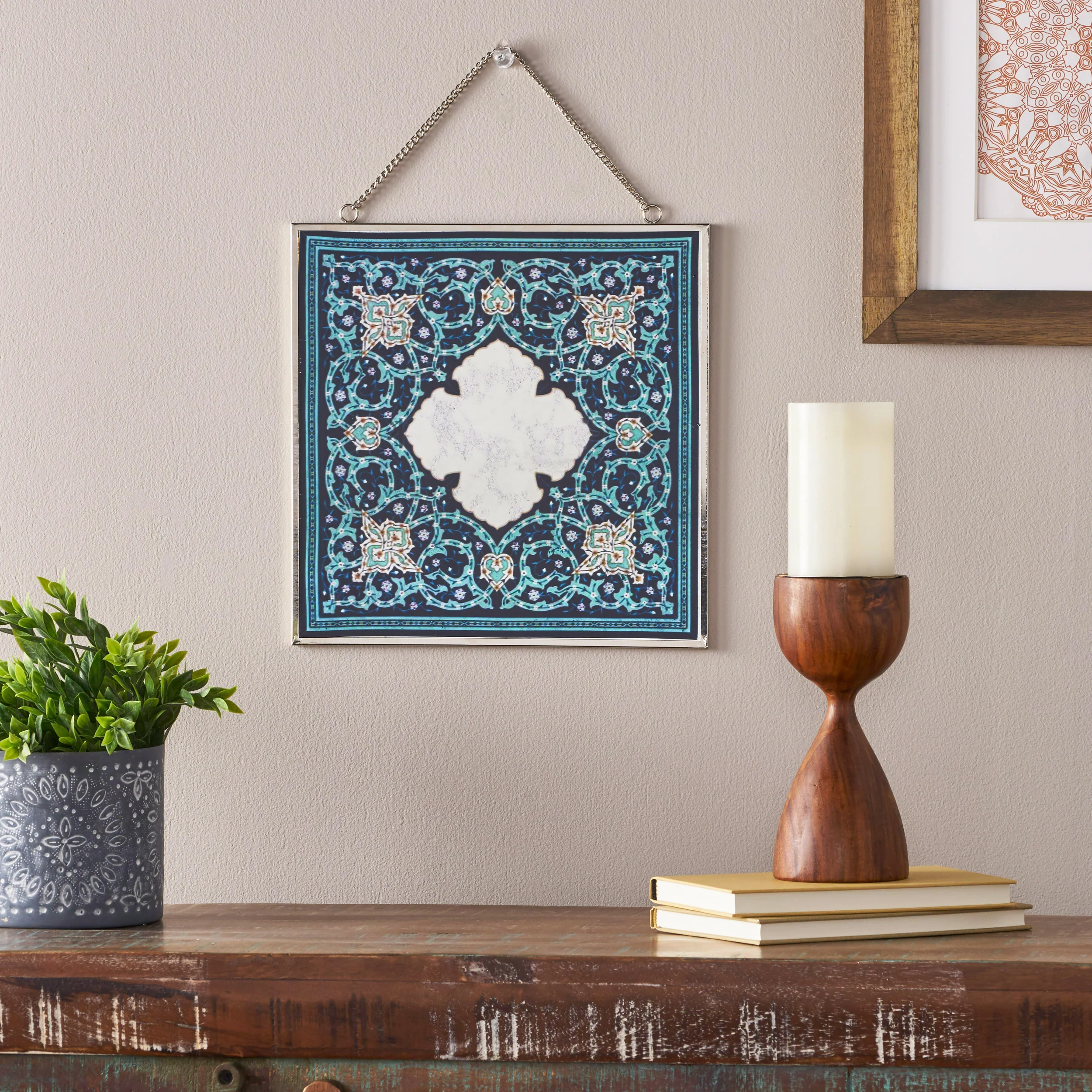 Marjorie Oriental Tempered Glass Wall Accessory - furnishings