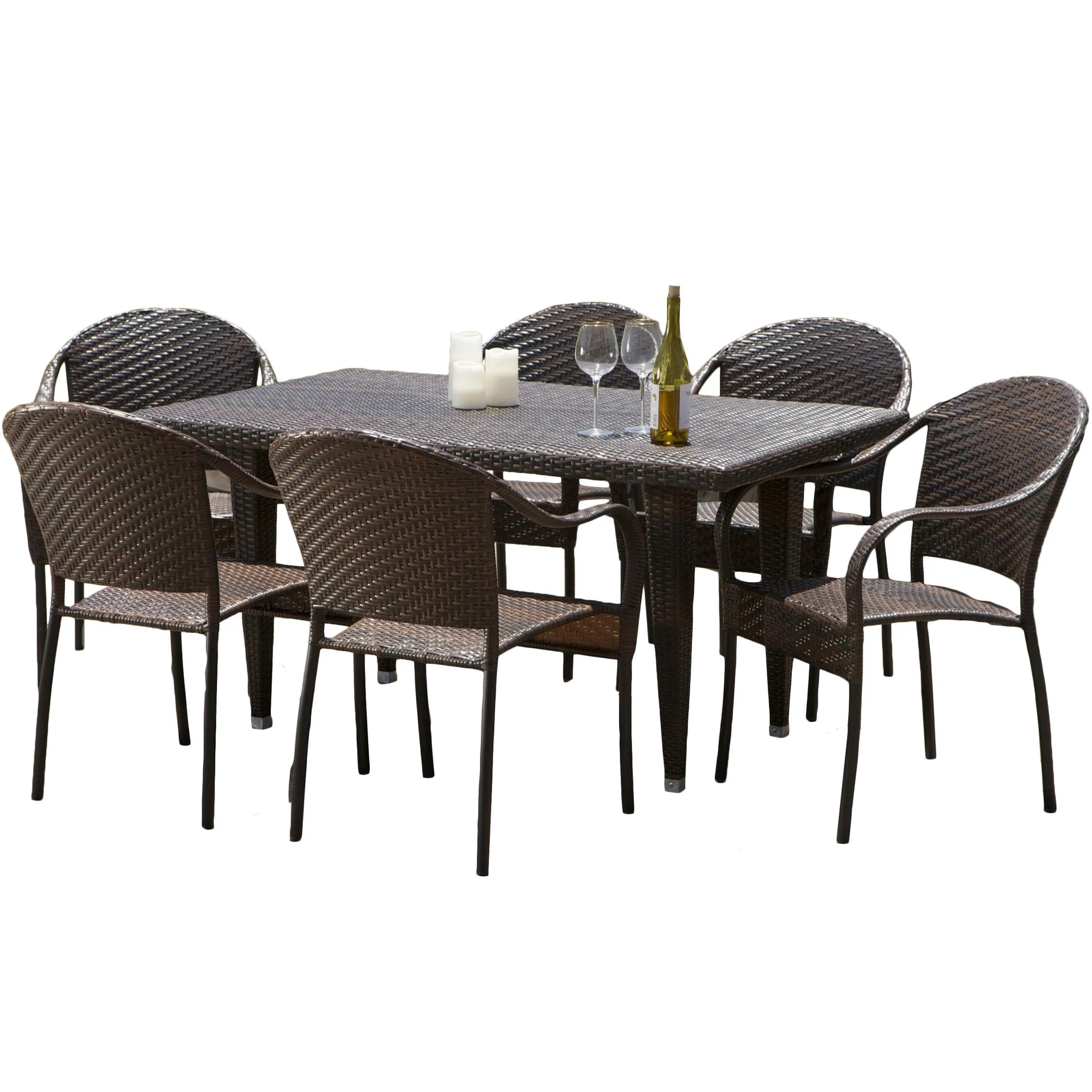 Livingston 7 Piece Wicker Outdoor Dining Set - furnishings