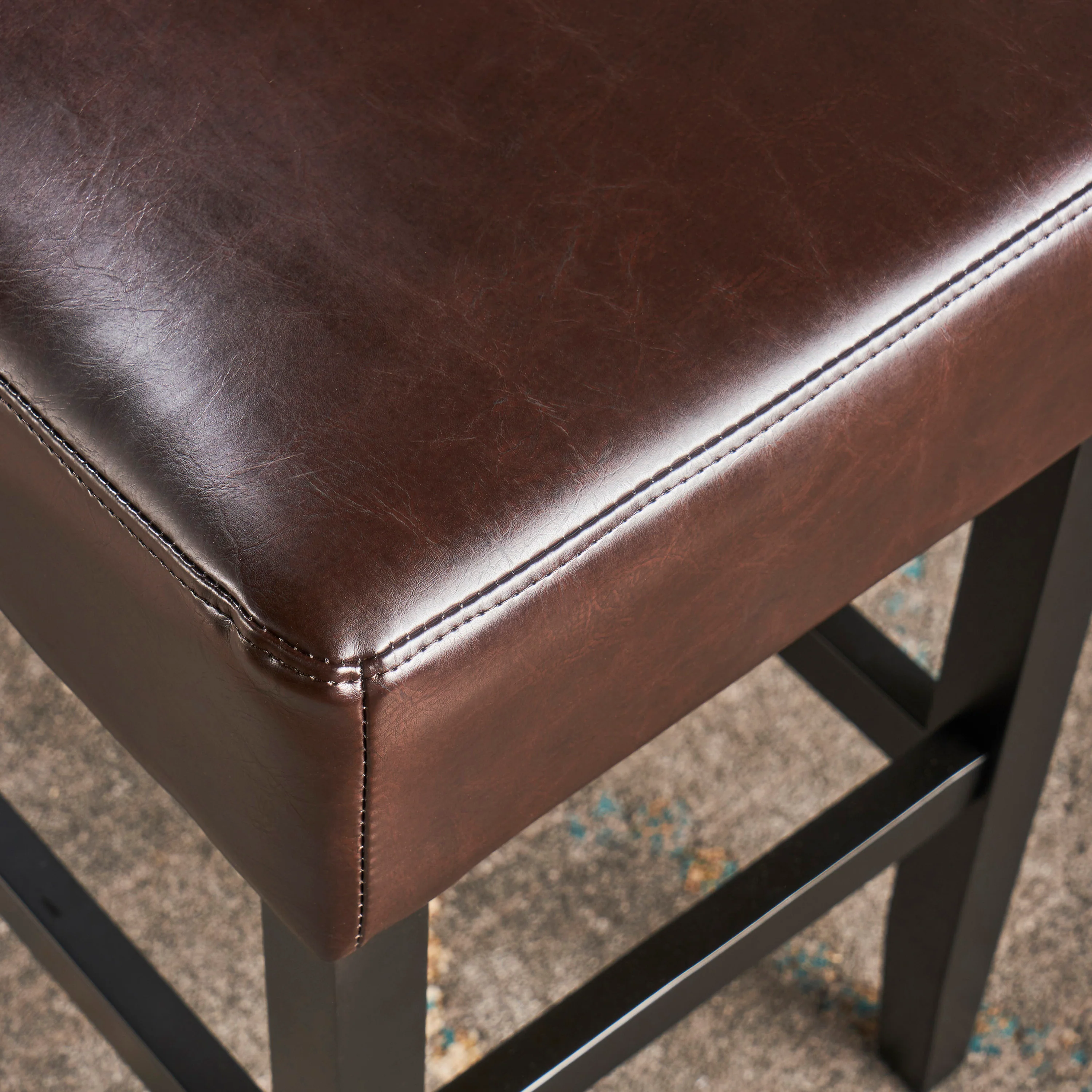 Adler 26-Inch Brown Leather Backless Counter Stool (Set of 2) - furnishings