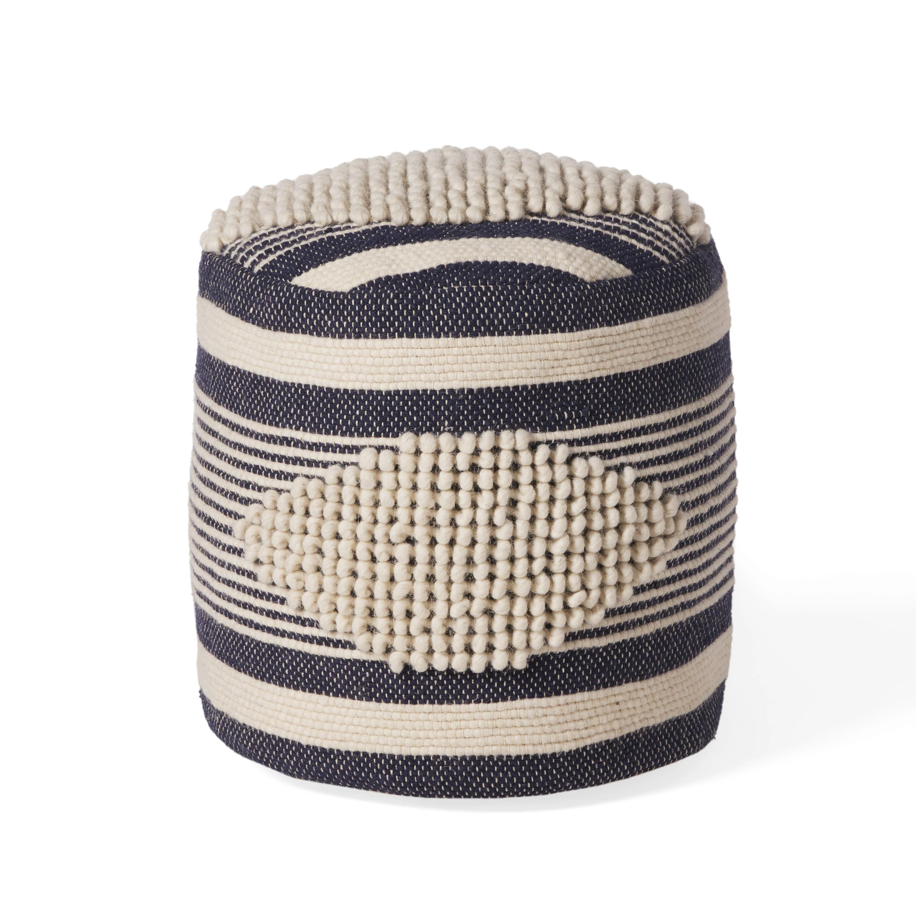 Villard Boho Handcrafted Fabric Cylinder Pouf - furnishings
