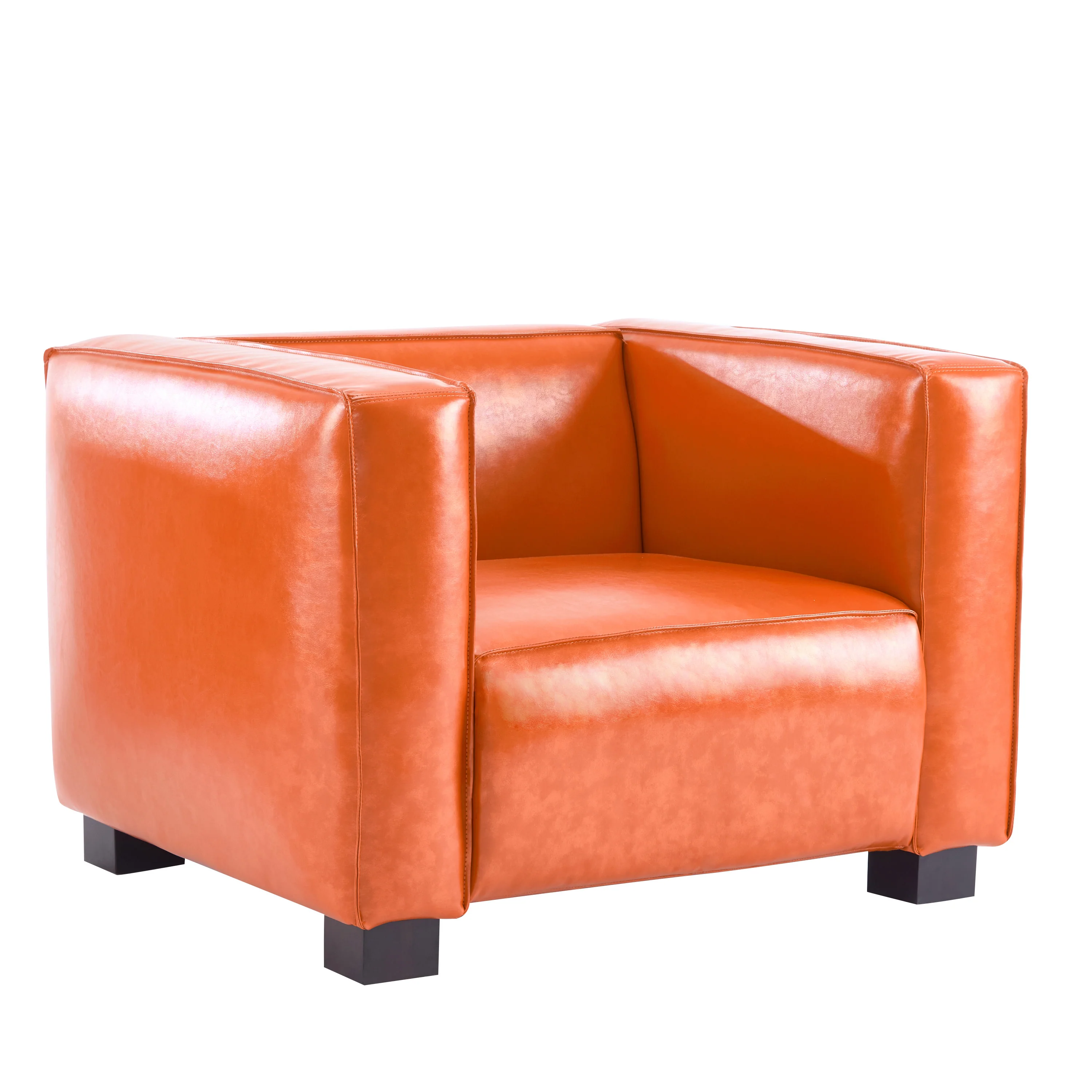 Minkler Orange Faux Leather Arm Chair - furnishings