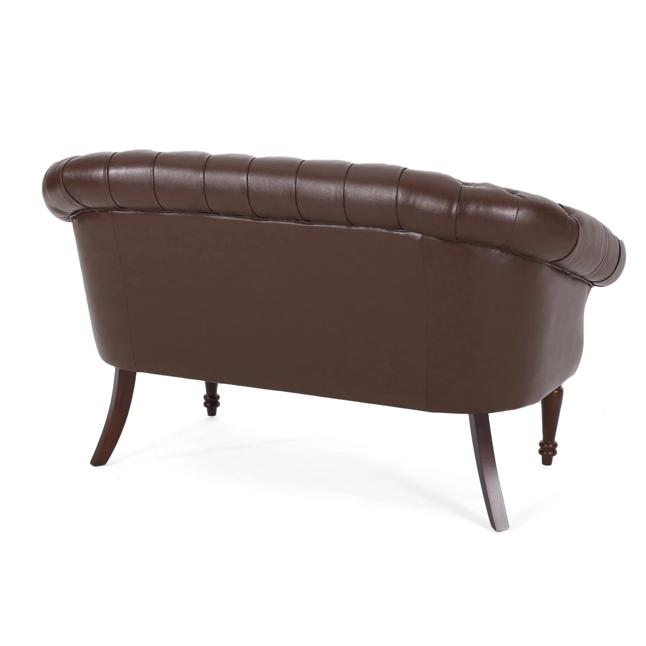 Trask Contemporary Leather Tufted Loveseat with Nailhead Trim - furnishings
