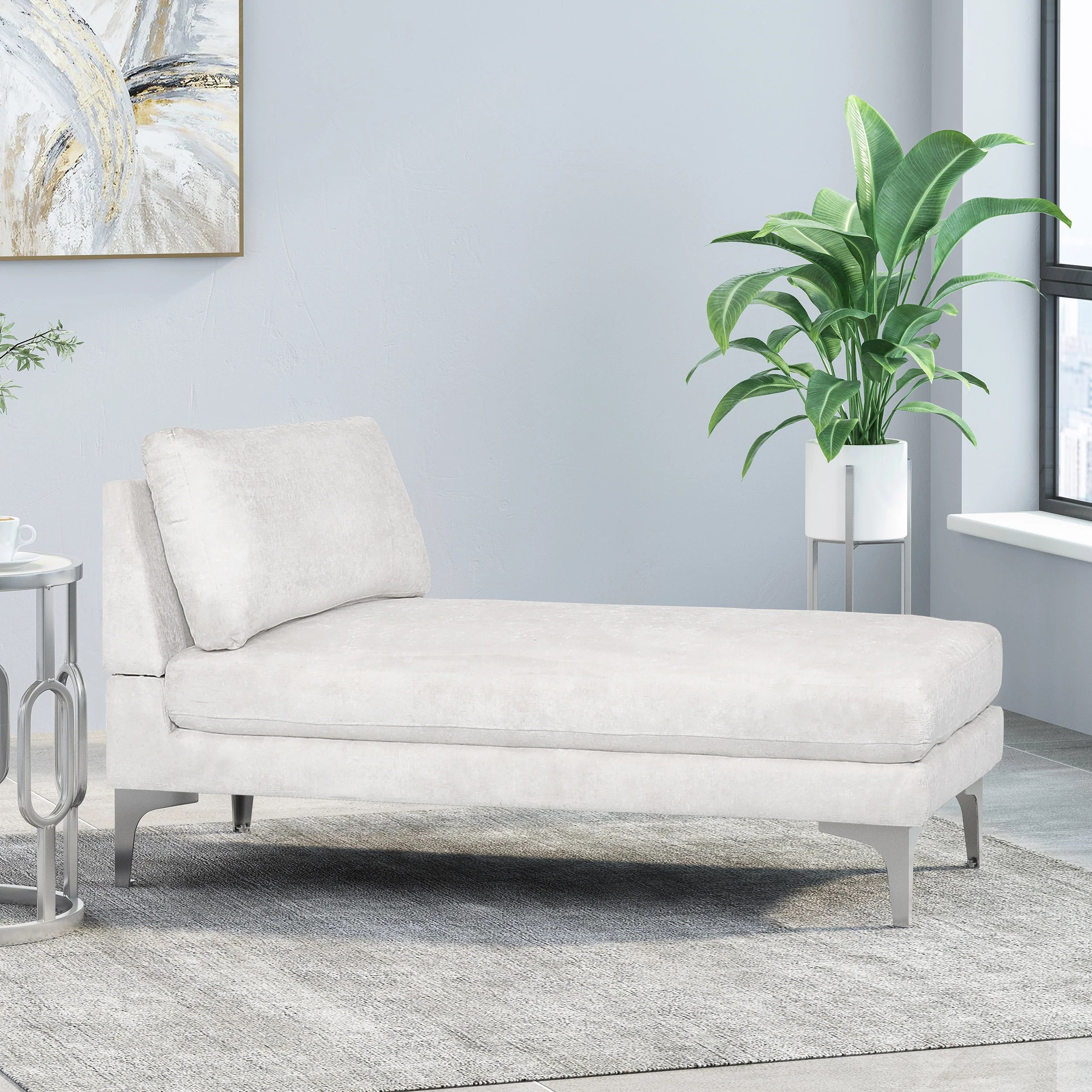 Makenleigh Contemporary Fabric Chaise Lounge - furnishings