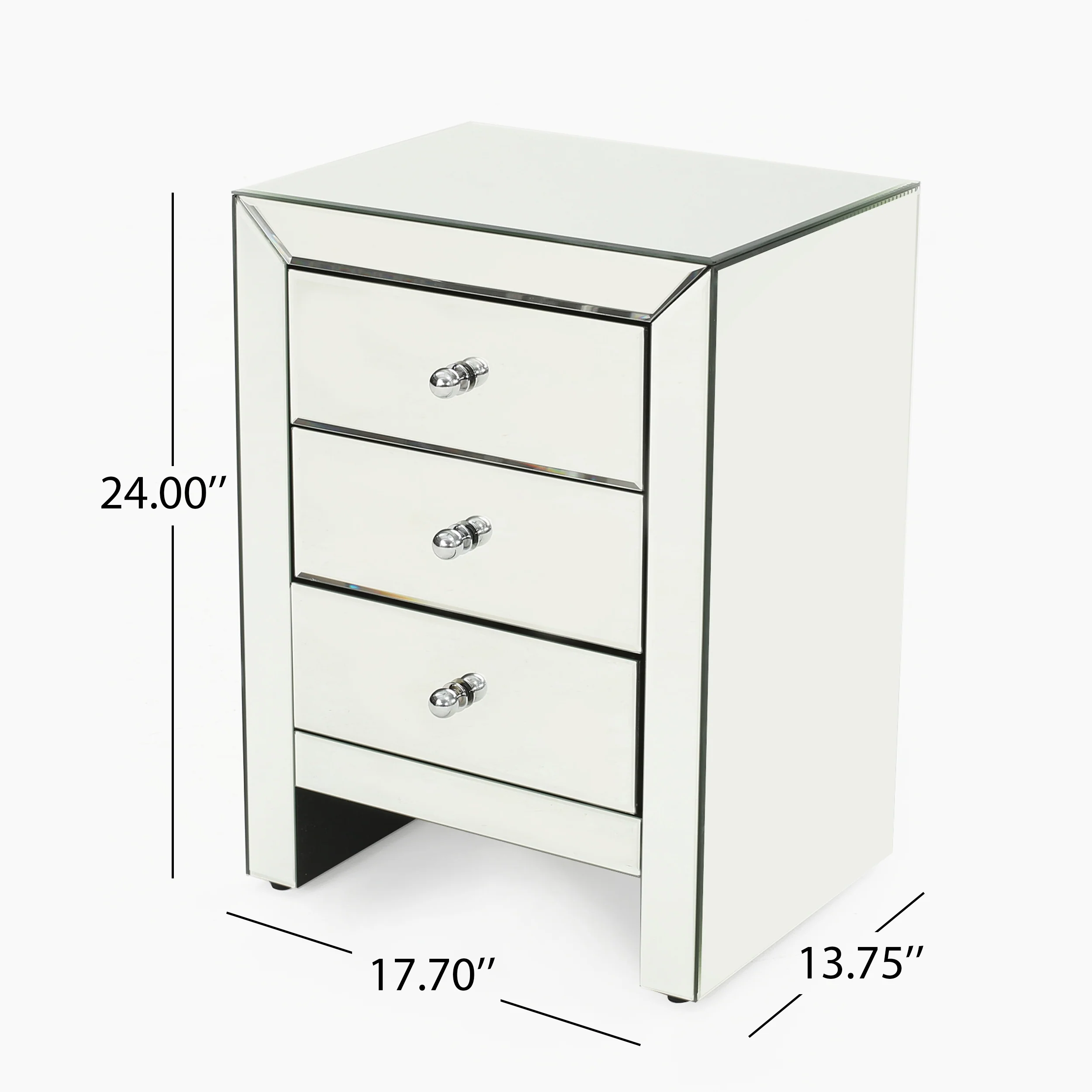 Lucille Mirror Finished 3 Drawer Accent Table - furnishings