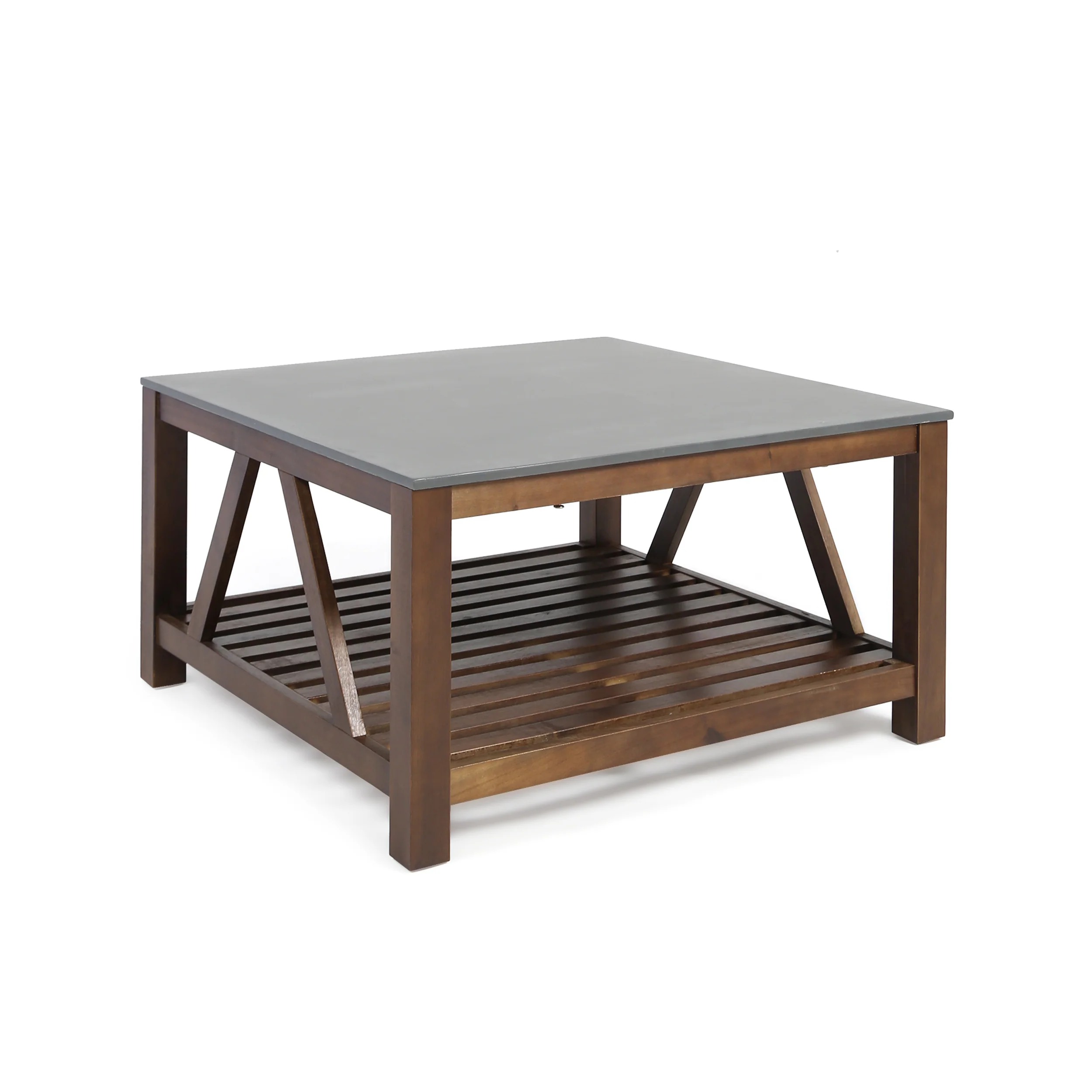 Patel Farmhouse Coffee Table With Faux Stone Top - furnishings
