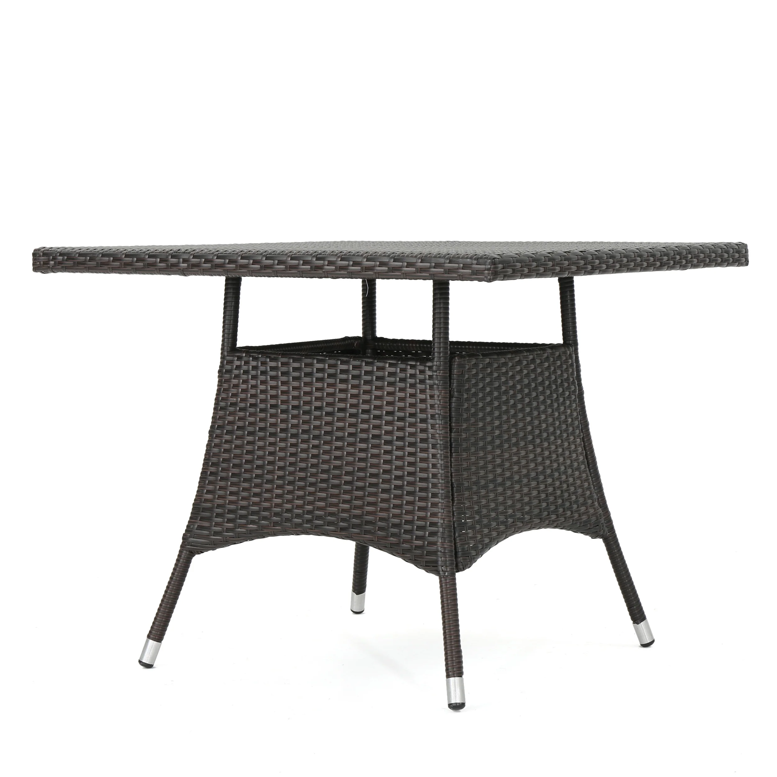 Clayton Outdoor 5pc Multibrown Wicker Square Dining Set - furnishings