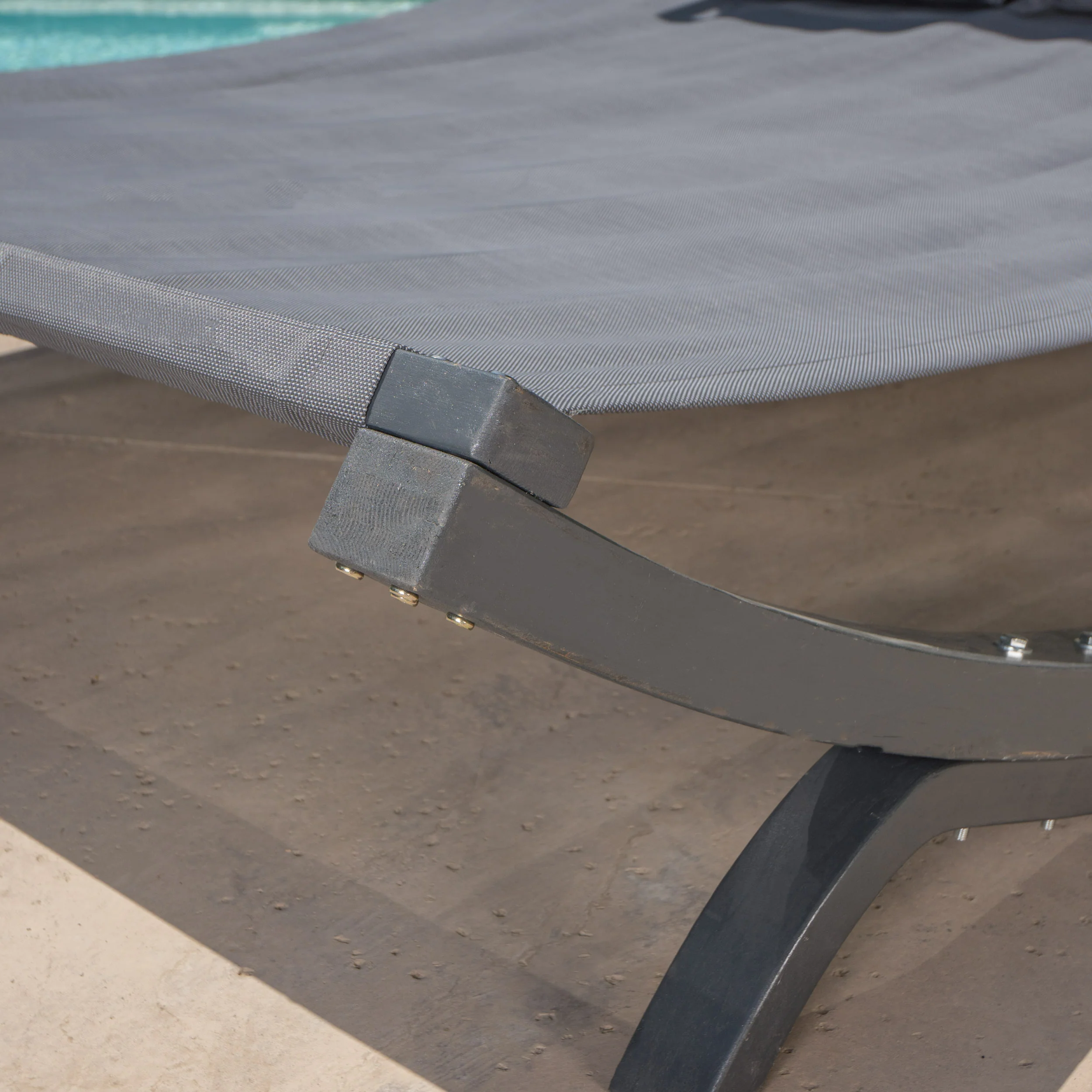 Merianna Gray Wood Sunbed with Gray Outdoor Mesh Canopy - furnishings