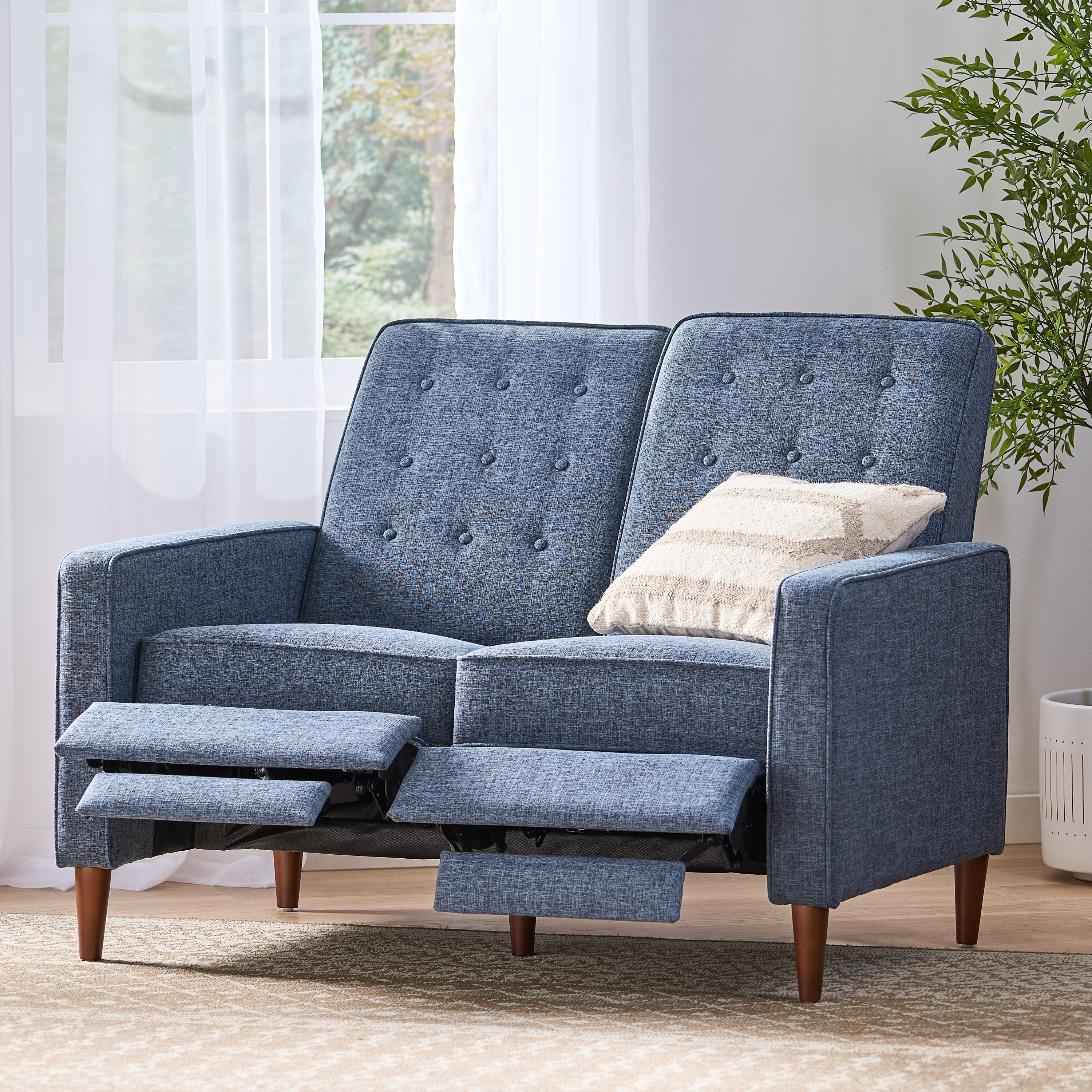 Manville Contemporary Tufted Loveseat Pushback Recliner - furnishings