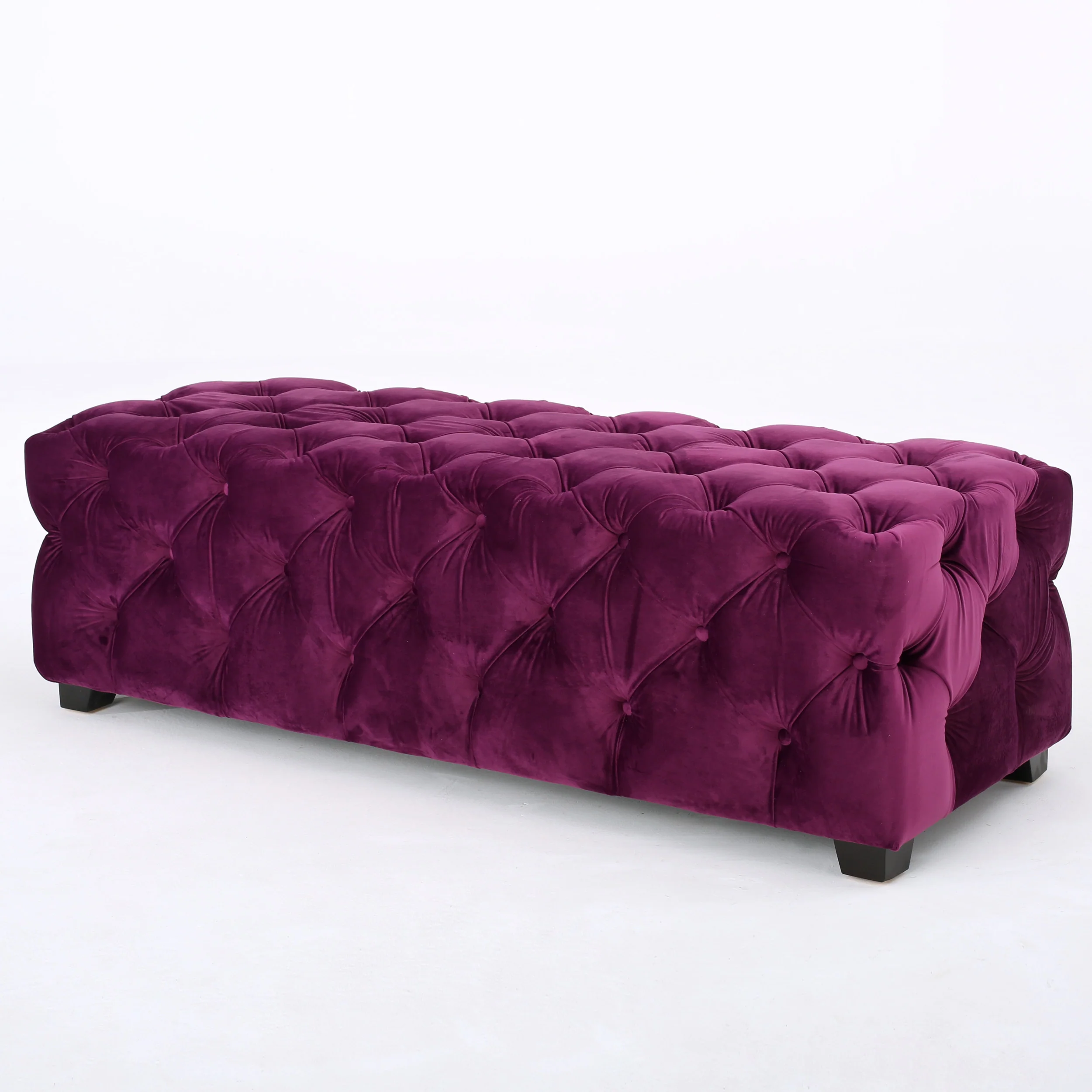 Provence Modern Glam Tufted Velvet Ottoman Bench - furnishings