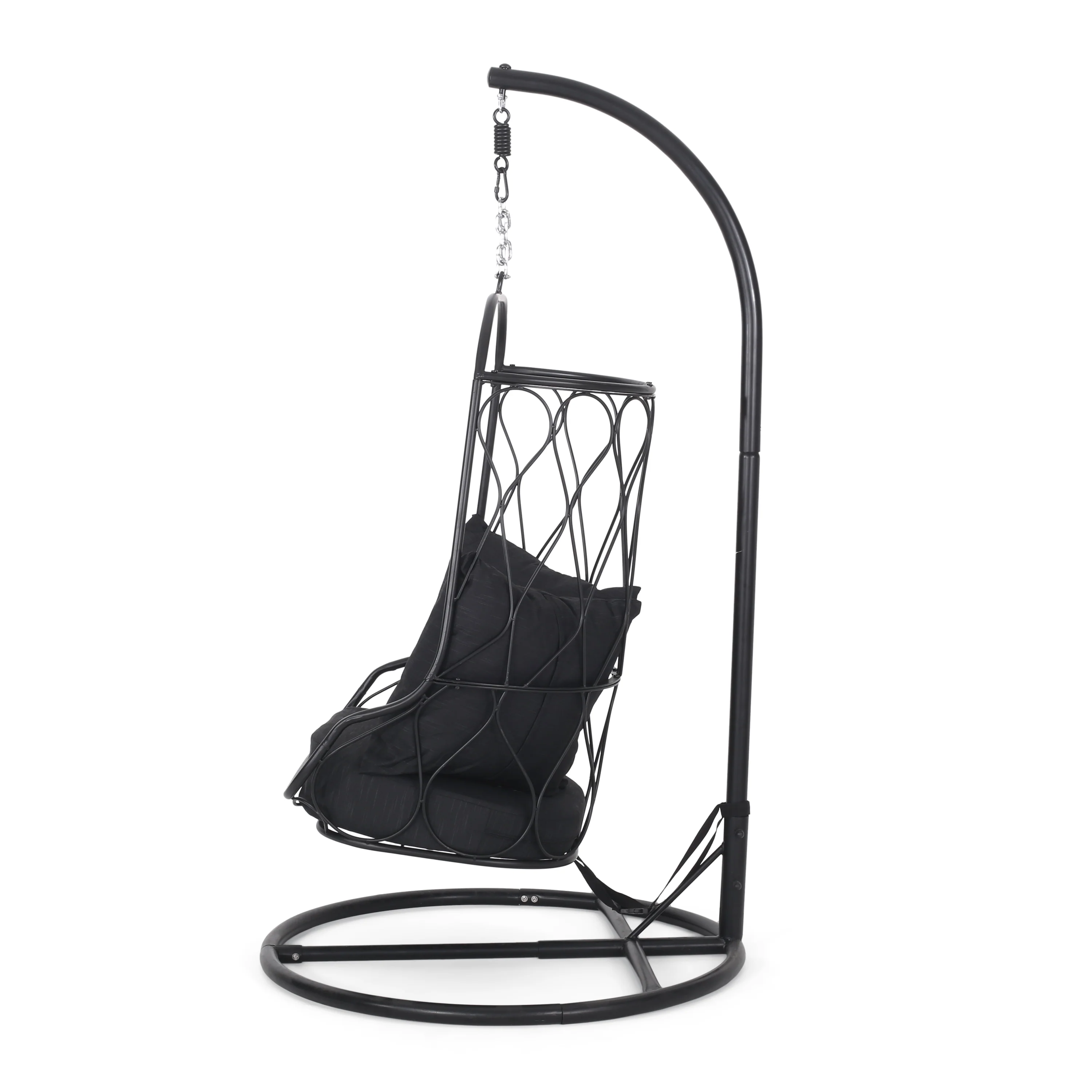 Edgell Indoor/Outdoor Hanging Chair with Stand, Black - furnishings