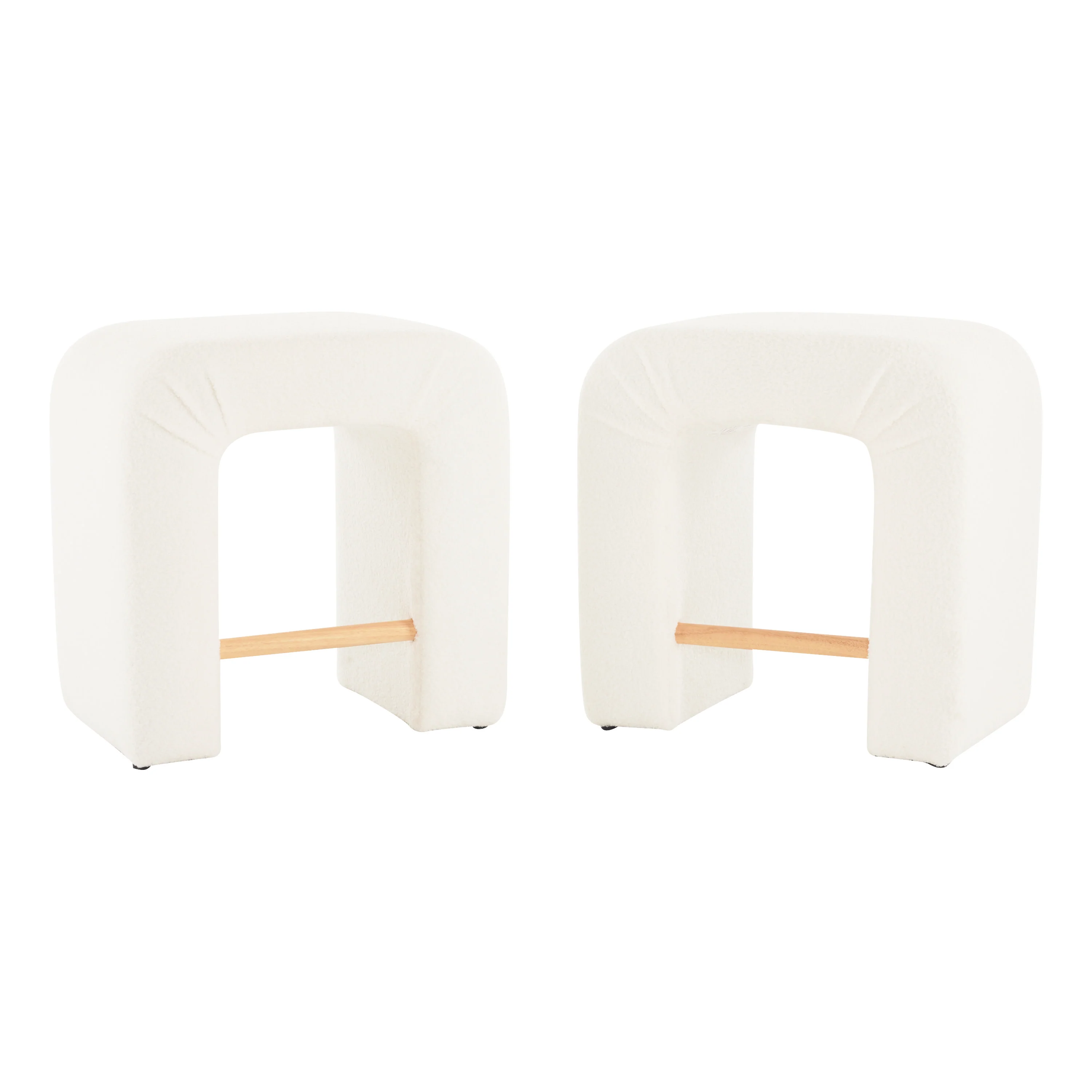 Ridgea Upholstered Boucle Stools with Footrest - furnishings