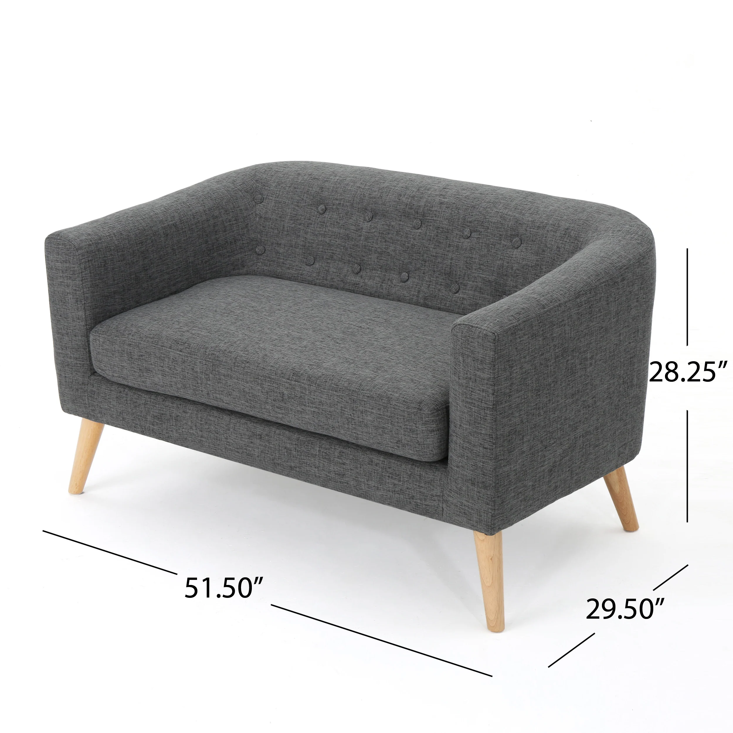 Brony Button Back Mid Century Fabric Modern Loveseat - furnishings
