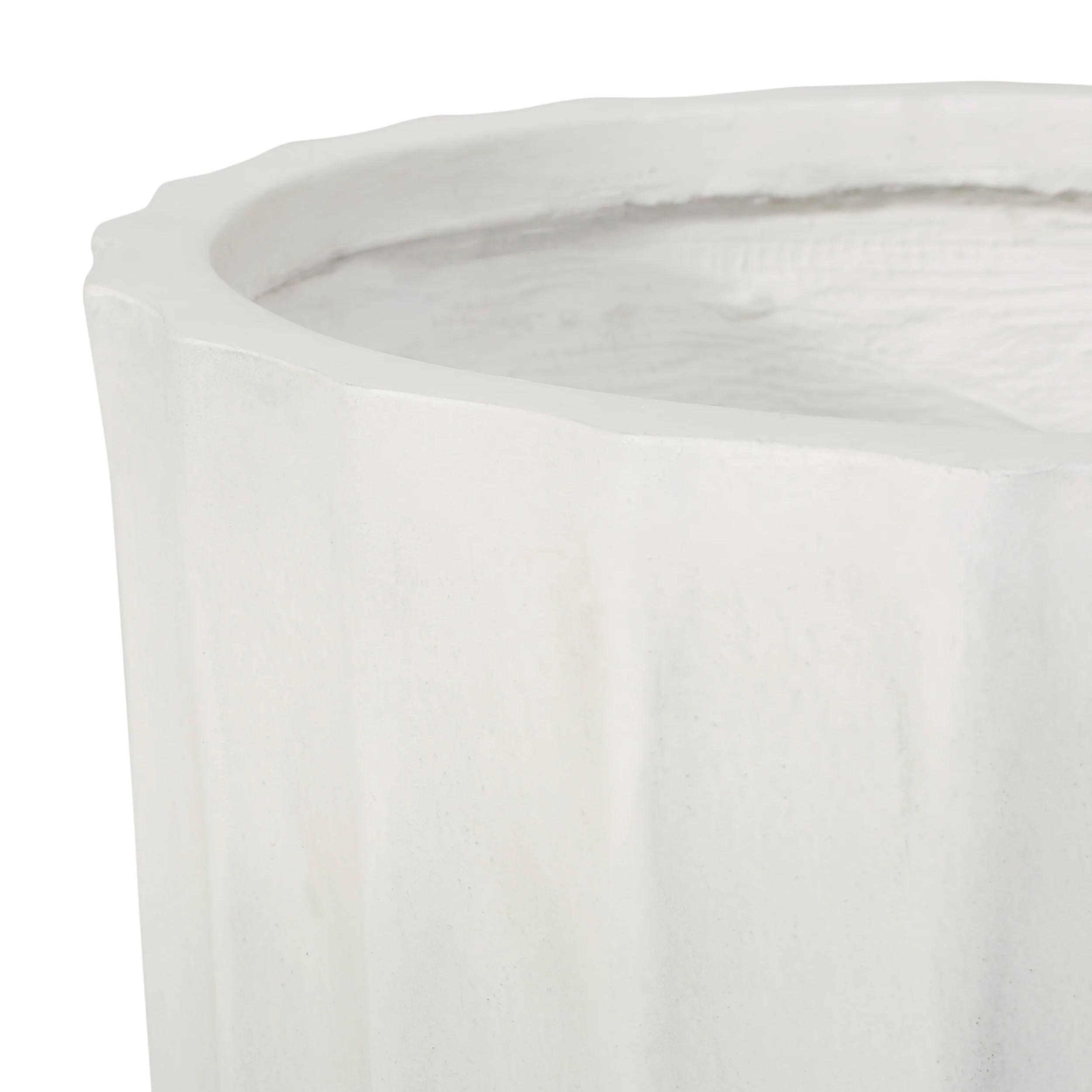 Morelos Outdoor Medium and Large Cast Stone Planter Set, Antique White - furnishings