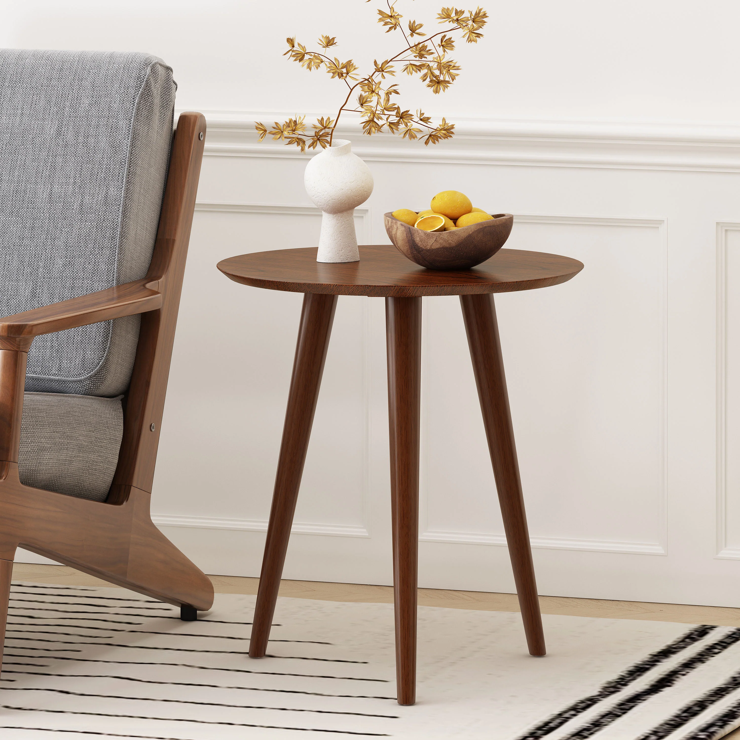 Evangeline Finished Wood End Table w/ Faux Wood Overlay - furnishings