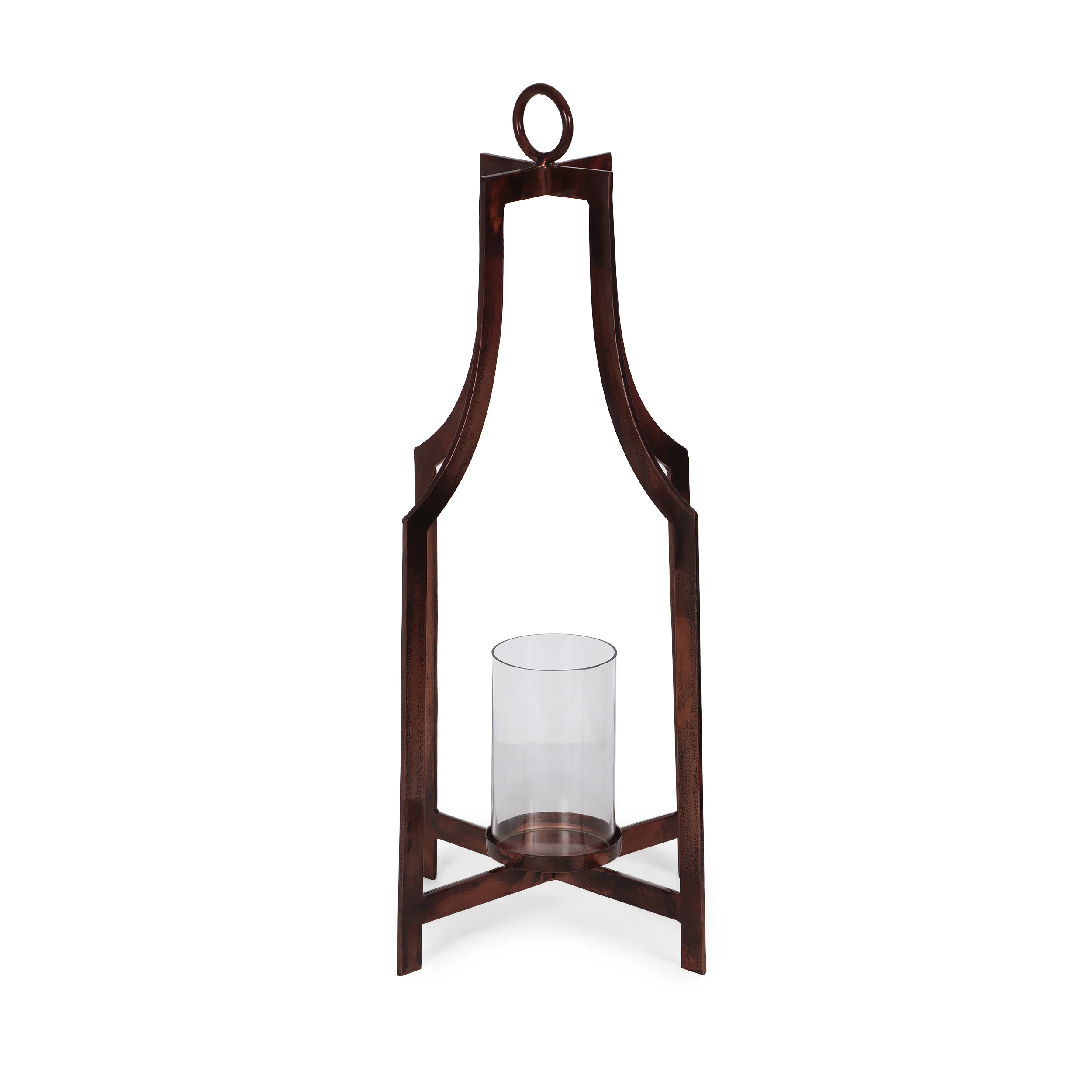 Sawicki Handmade Iron Lantern Candle Holder, Antique Copper - furnishings