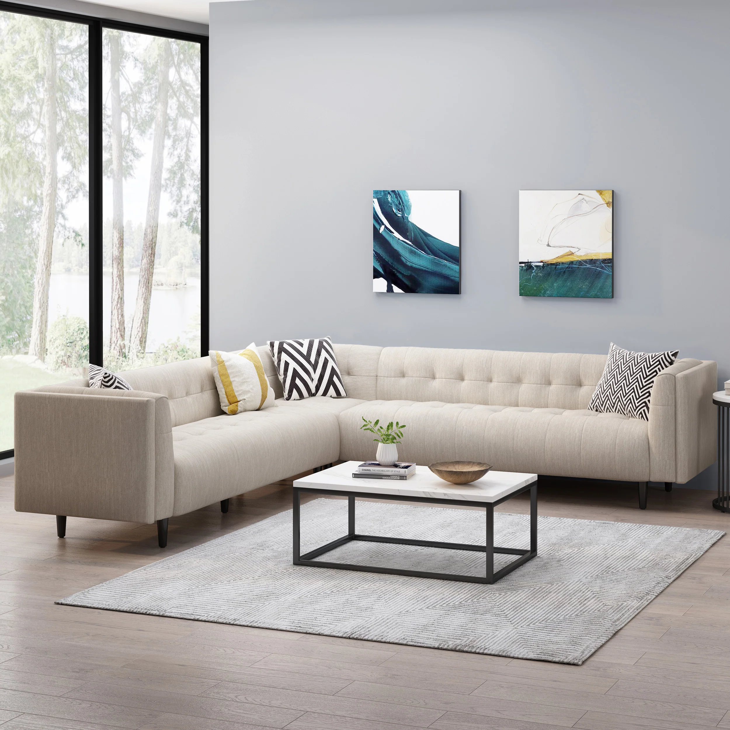Konnor Contemporary Upholstered 3 Piece Sectional Sofa Set - furnishings