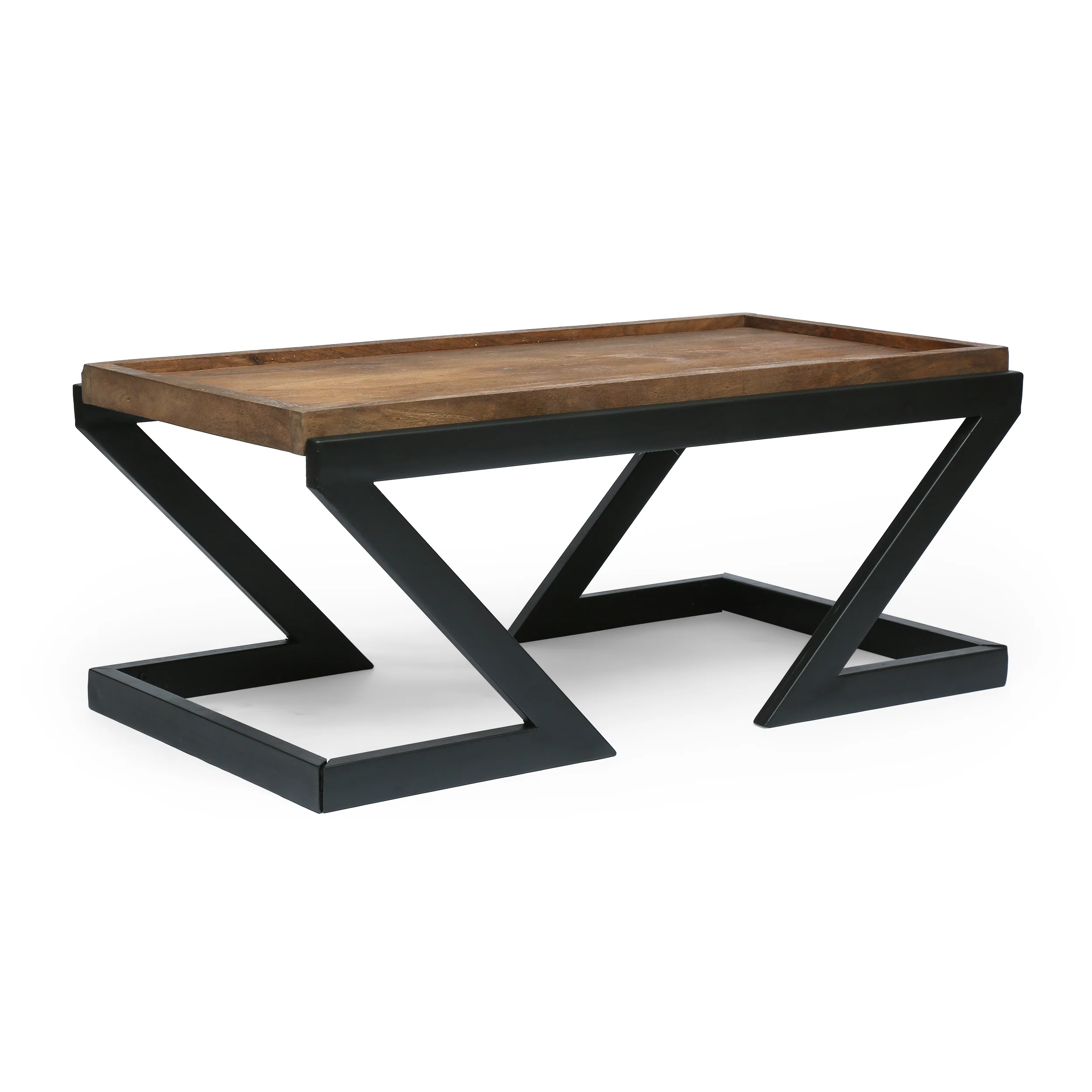 Nashua Modern Industrial Handcrafted Mango Wood Coffee Table, Dark Brown and Black - furnishings