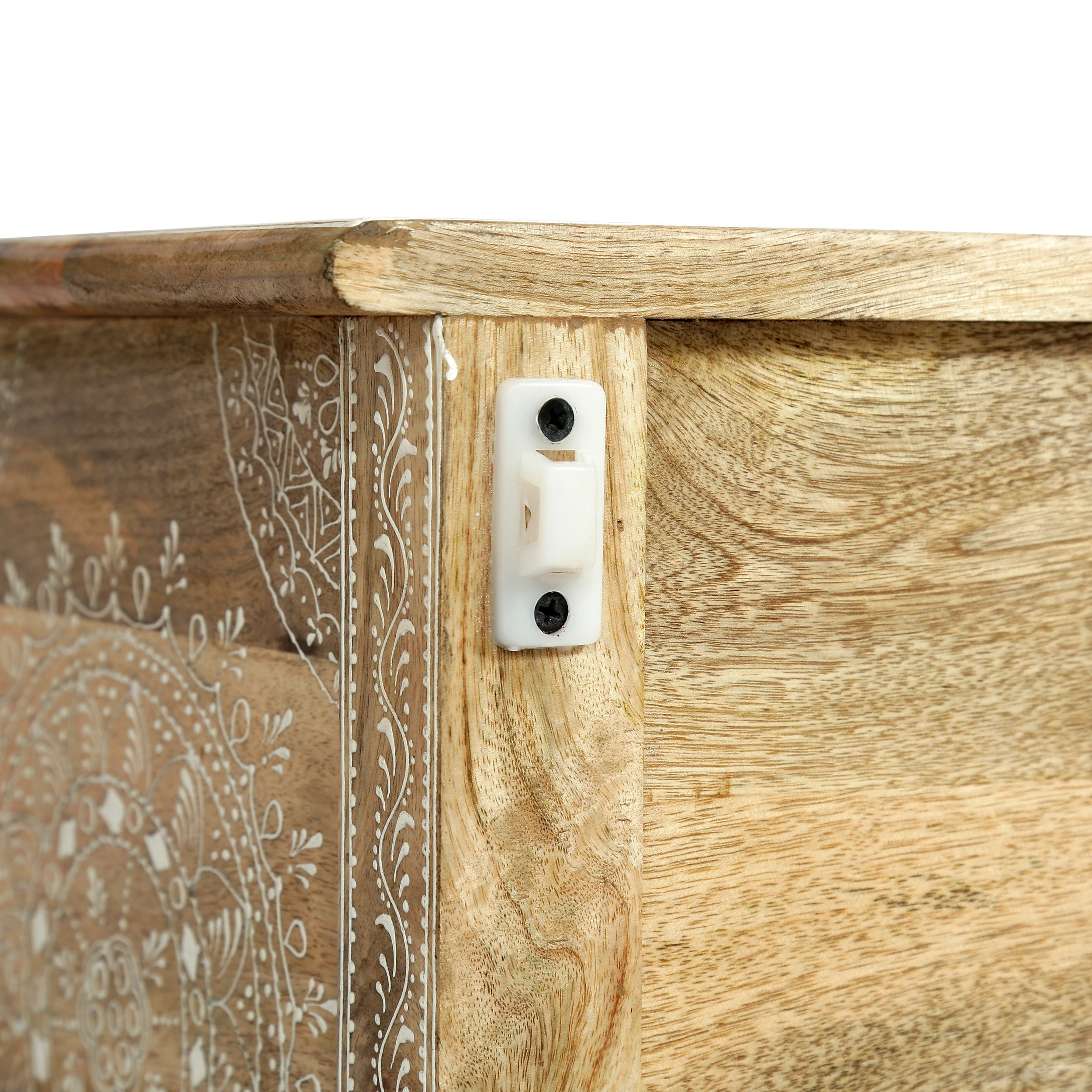 Leverick Handcrafted Boho 3 Drawer Mango Wood End Table - furnishings
