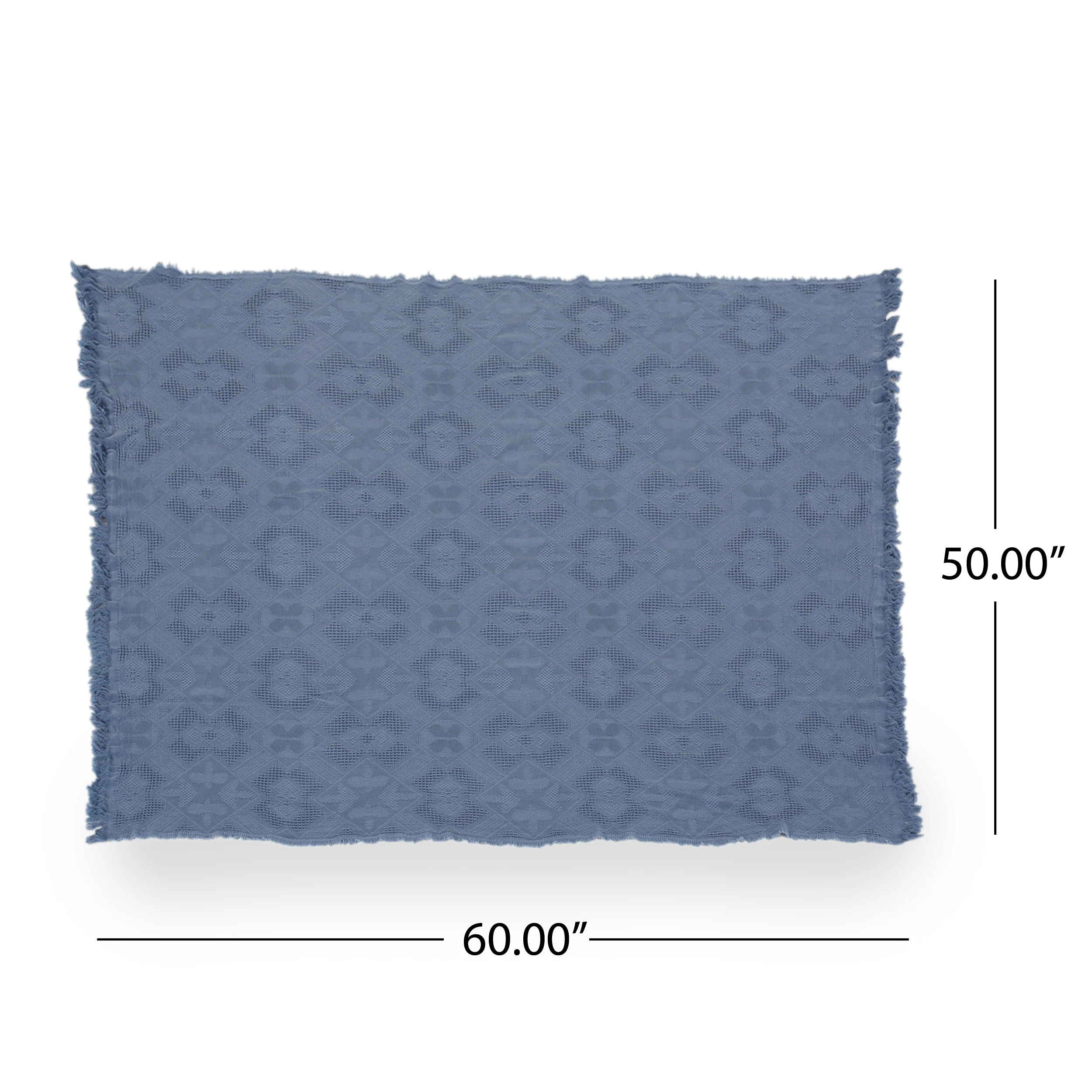 Isabel Contemporary Cotton Throw Blanket with Fringes, Aqua - furnishings