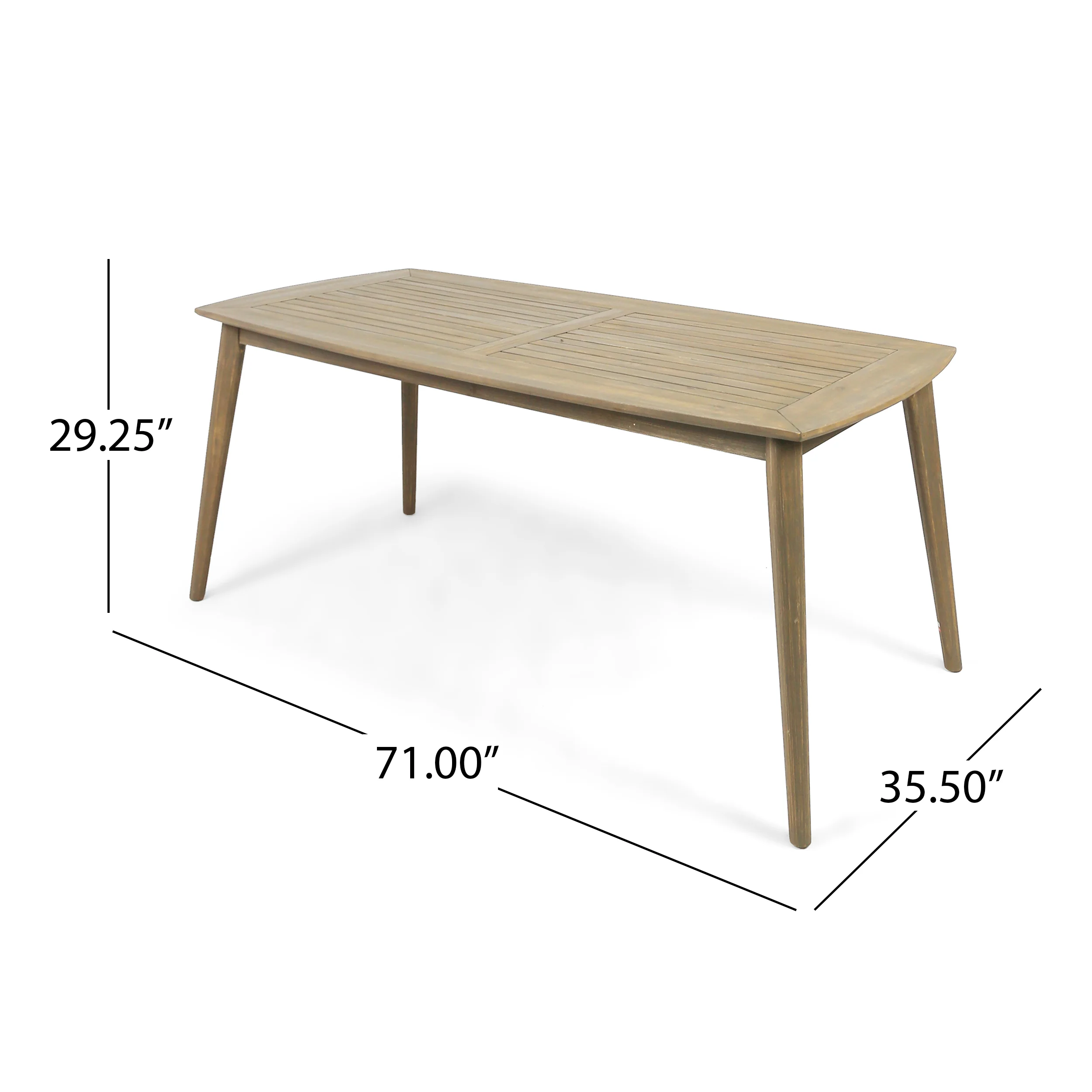 Zack Outdoor 7 Piece Acacia Wood Dining Set, Gray Finish - furnishings