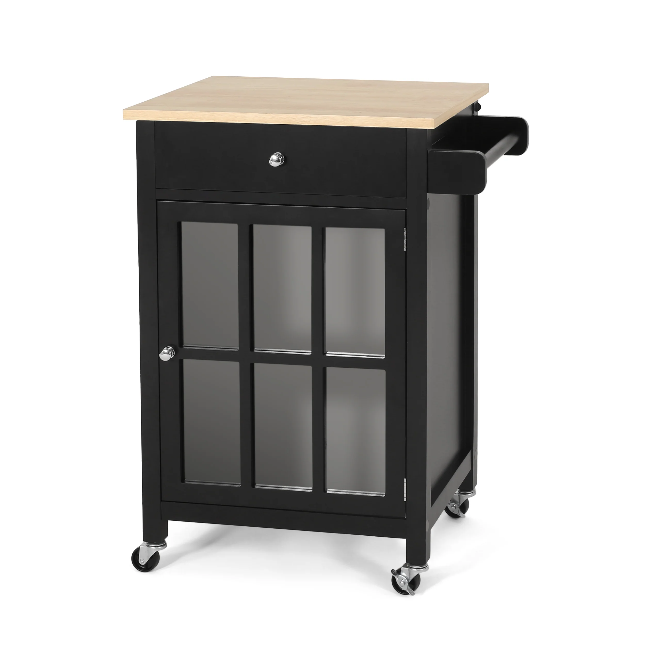 Medway Contemporary Glass Paneled Kitchen Cart - furnishings