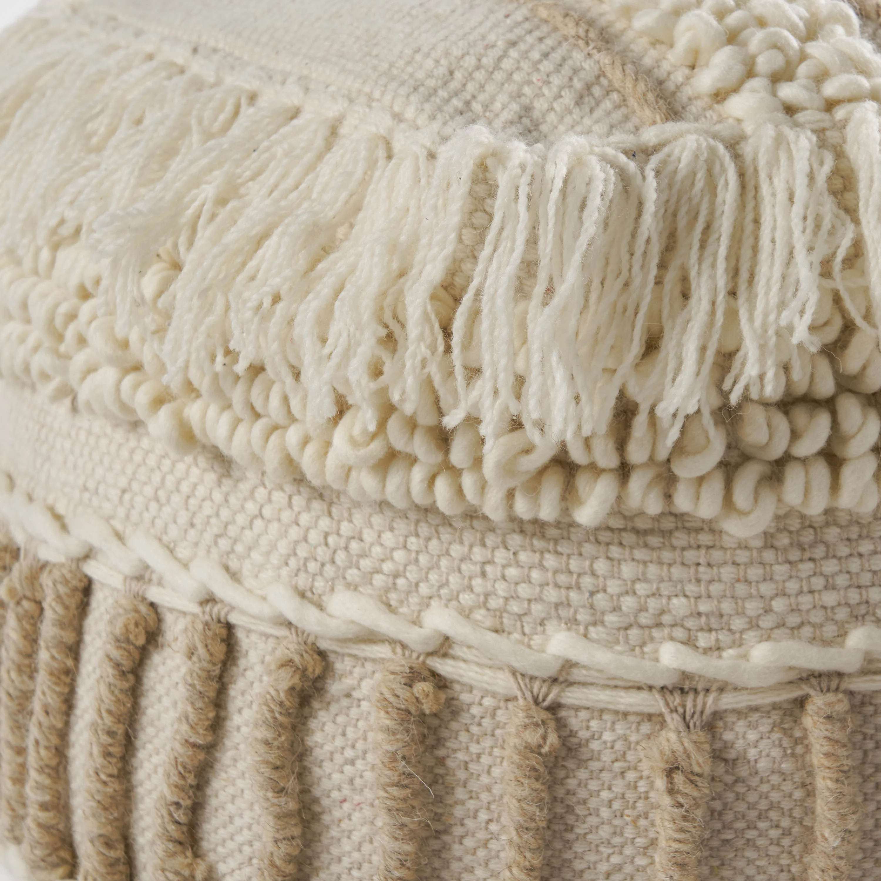 Roth Boho Handcrafted Fabric Cube Pouf - furnishings