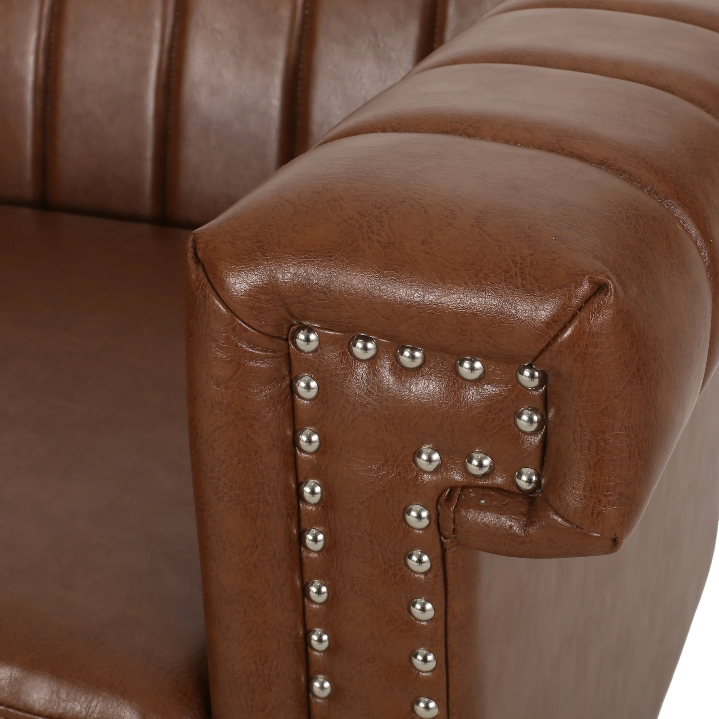Donley Contemporary Channel Stitch 3 Seater Sofa with Nailhead Trim - furnishings
