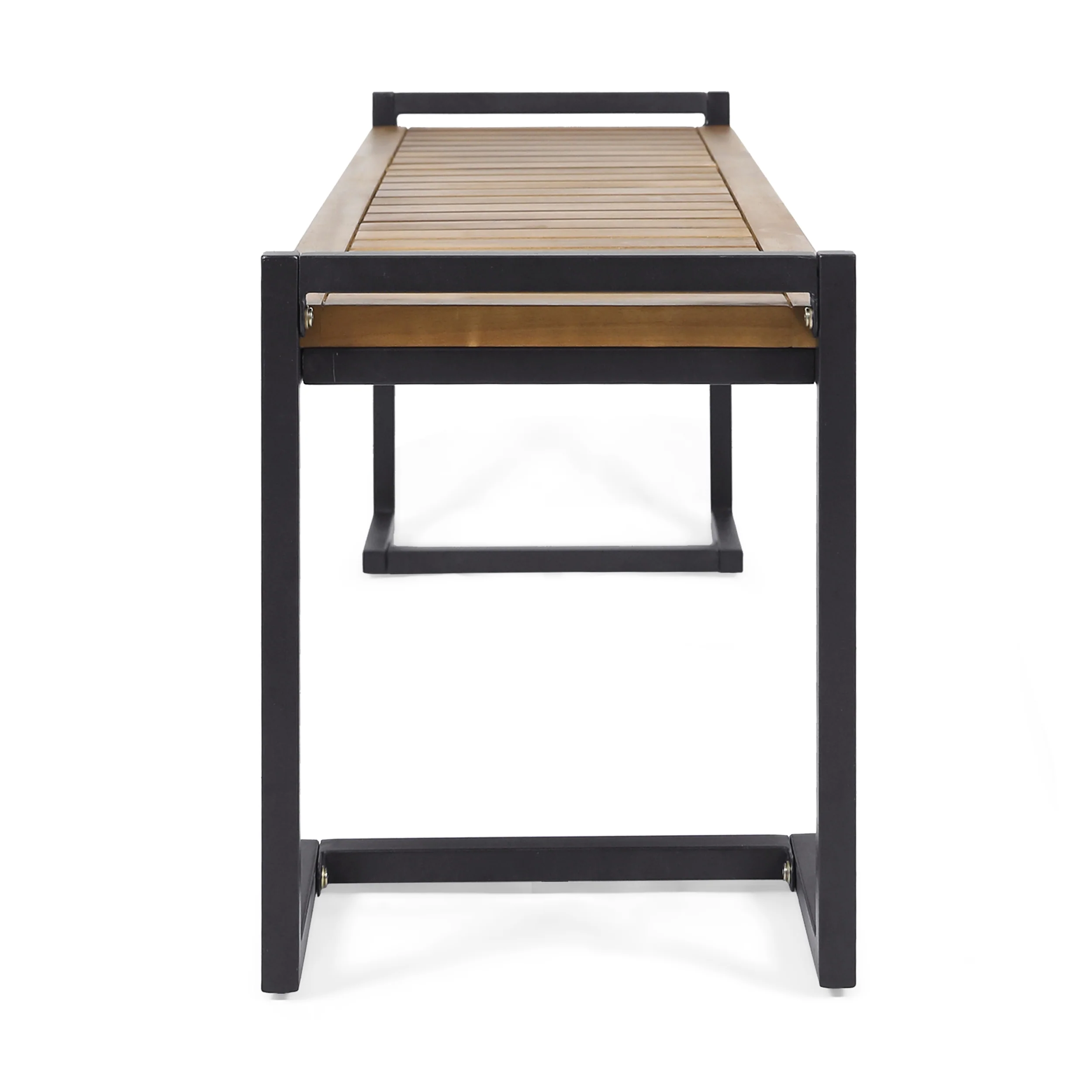 Noel Outdoor Industrial Acacia Wood and Iron Bench - furnishings