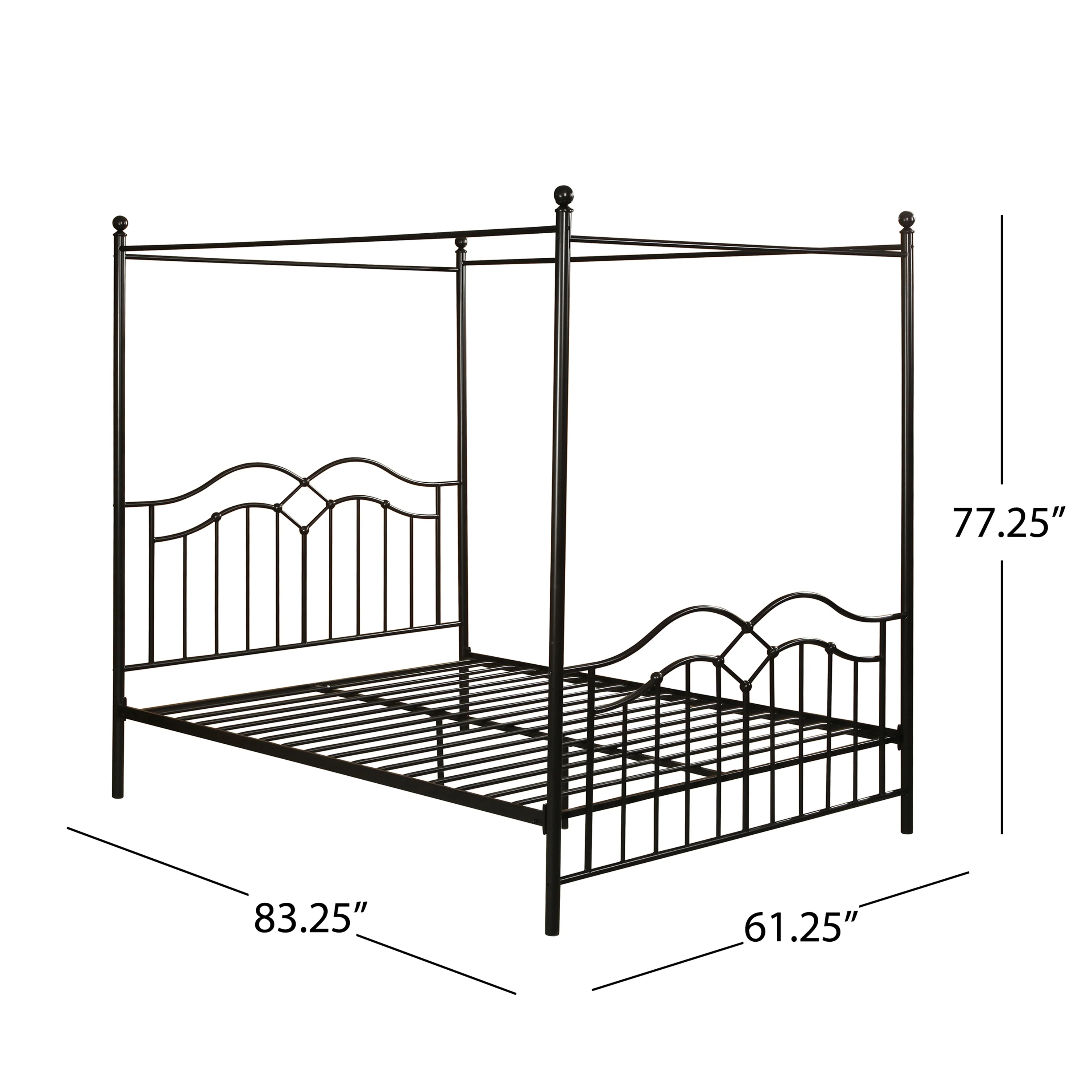 Simona Traditional Iron Canopy Queen Bed Frame - furnishings