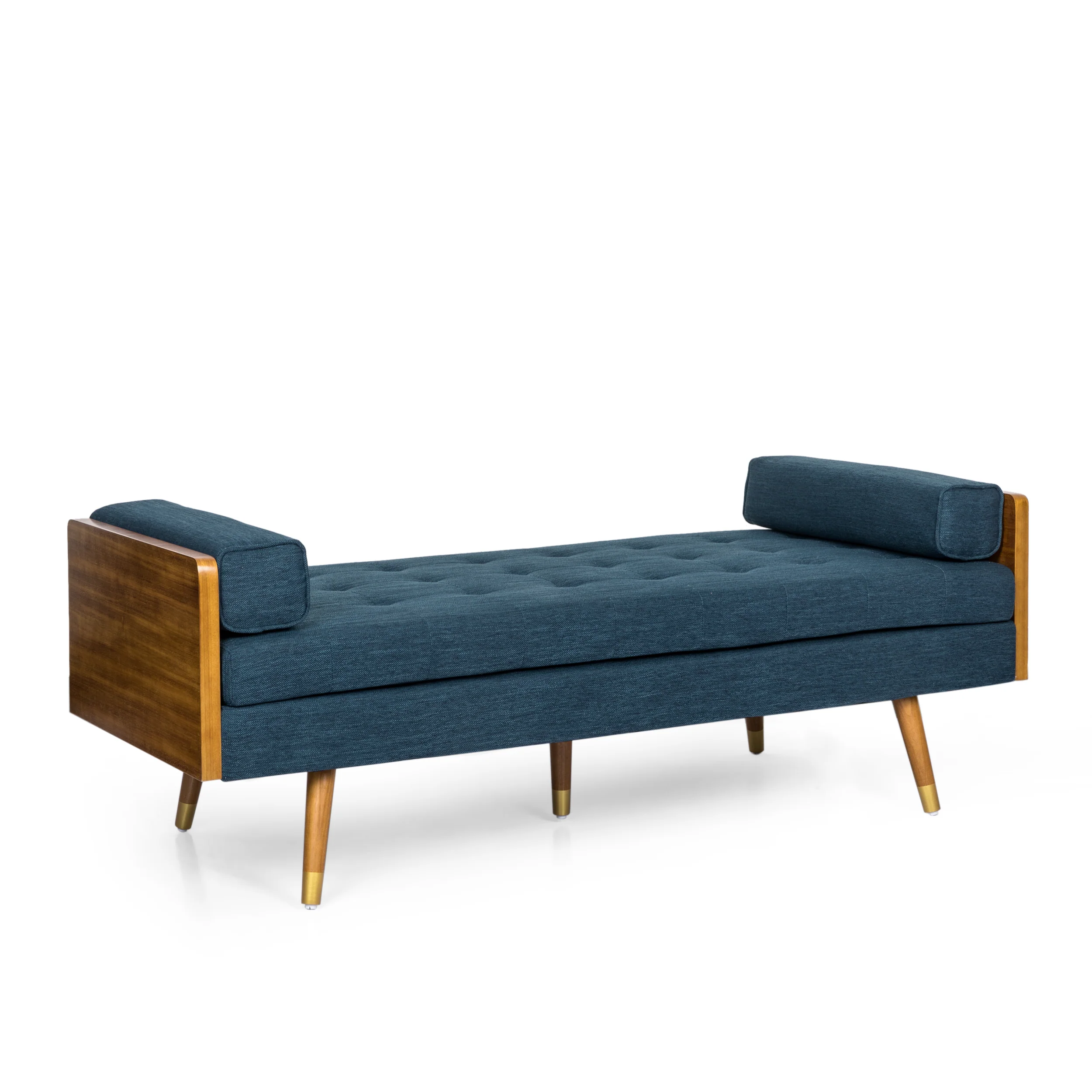 Tiltonsville Mid-Century Modern Tufted Double End Chaise Lounge with Bolster Pillows - furnishings