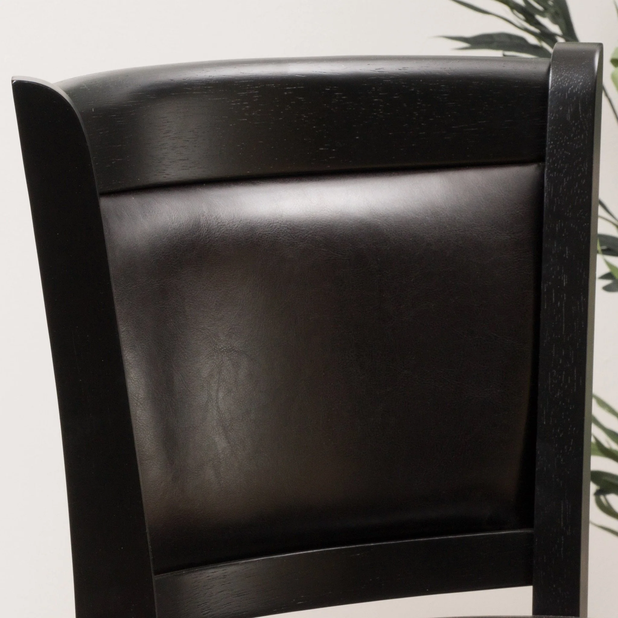 Traditional Upholstered Espresso Leather Swivel Backed Barstool with Wood Frame - furnishings