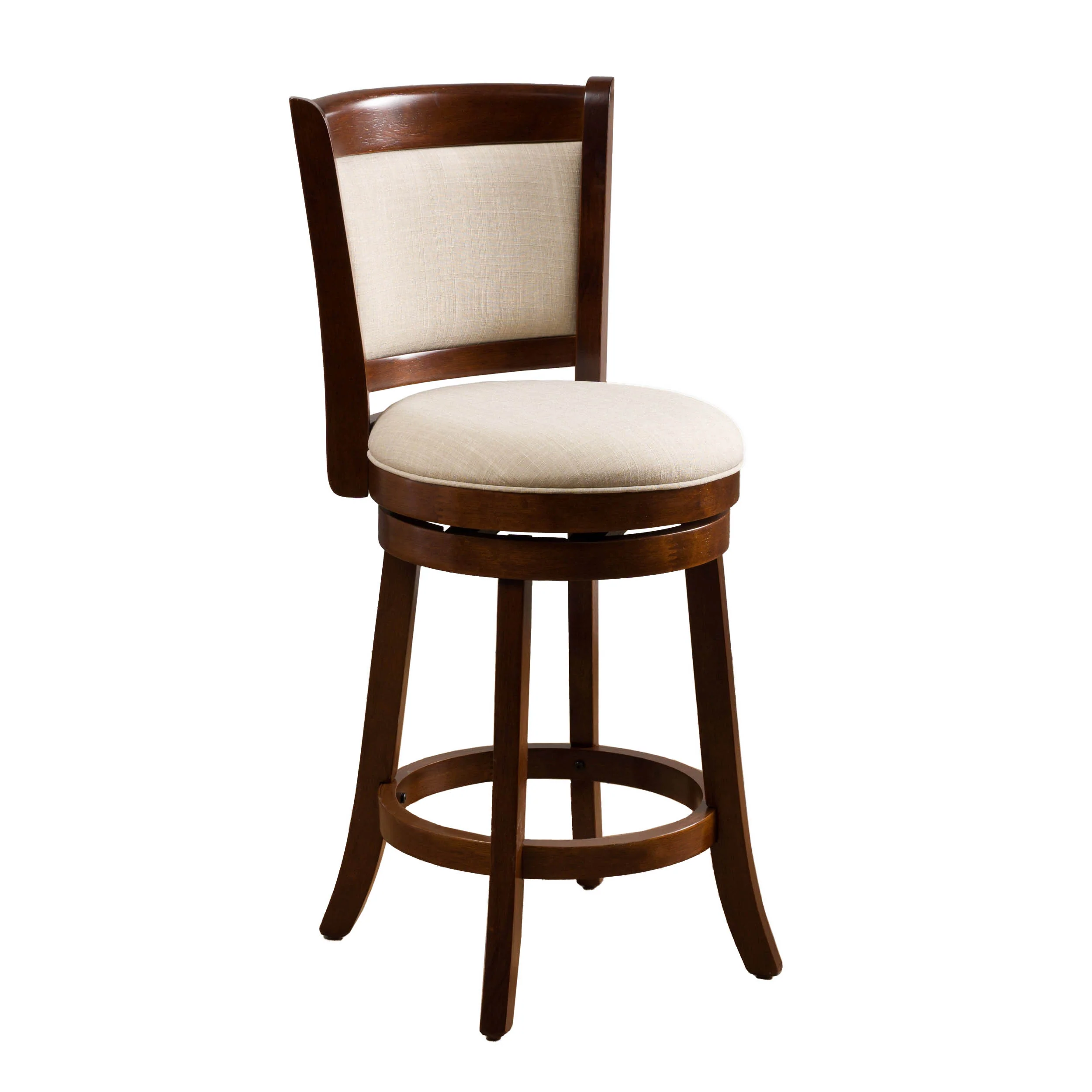 Davis Modern 24-Inch Beige Upholstered Wood Swivel Backed Counterstool - furnishings