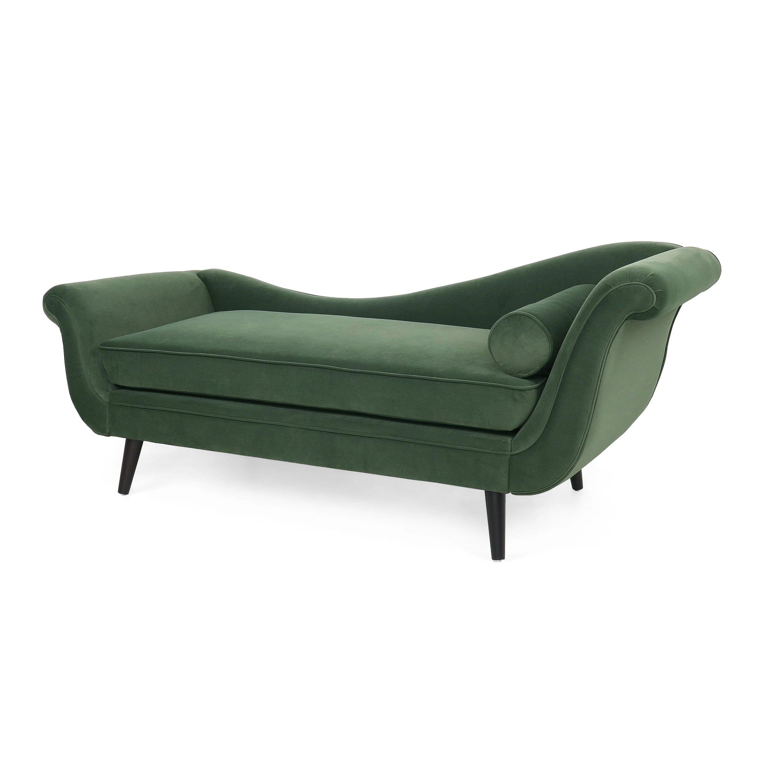 Jakyrah Contemporary Velvet Chaise Lounge with Scroll Arms - furnishings