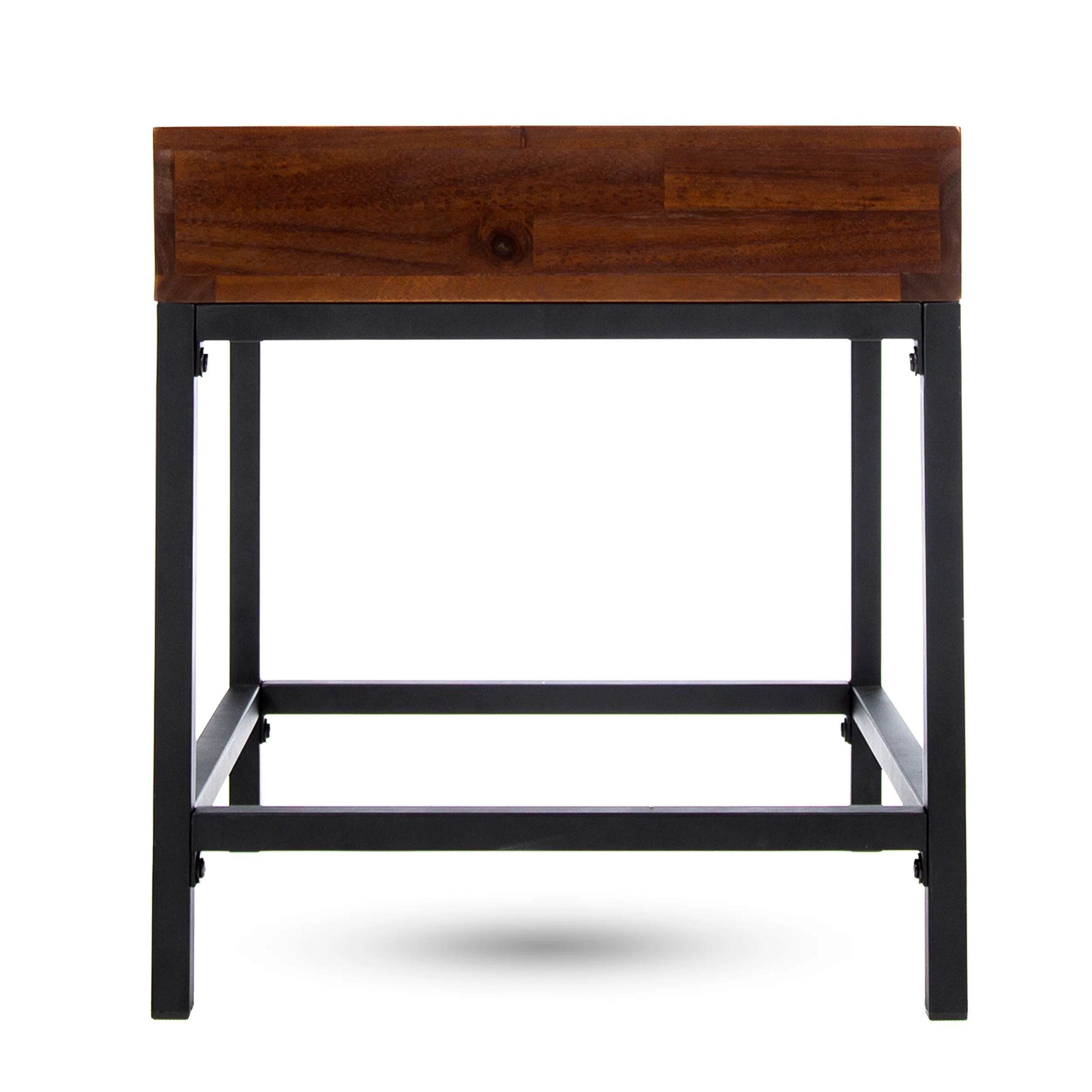 Elrod Industrial Dark Oak Acacia Wood Storage Side Table - furnishings