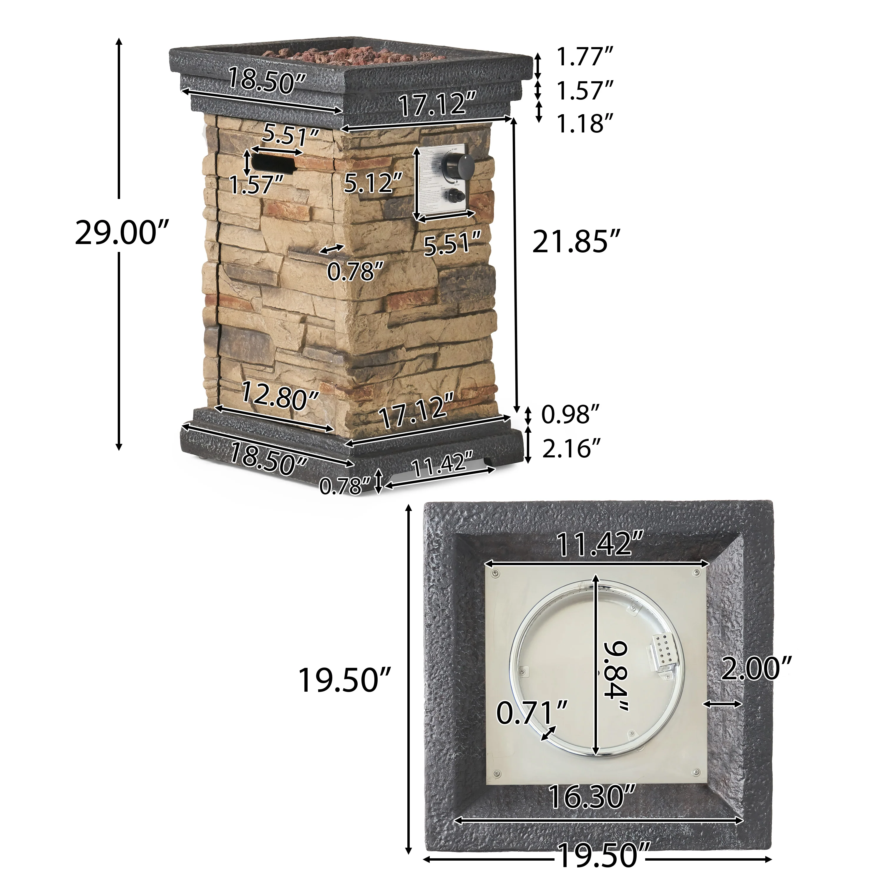 Troy Outdoor 19-inch Liquid Propane Fire Column - furnishings
